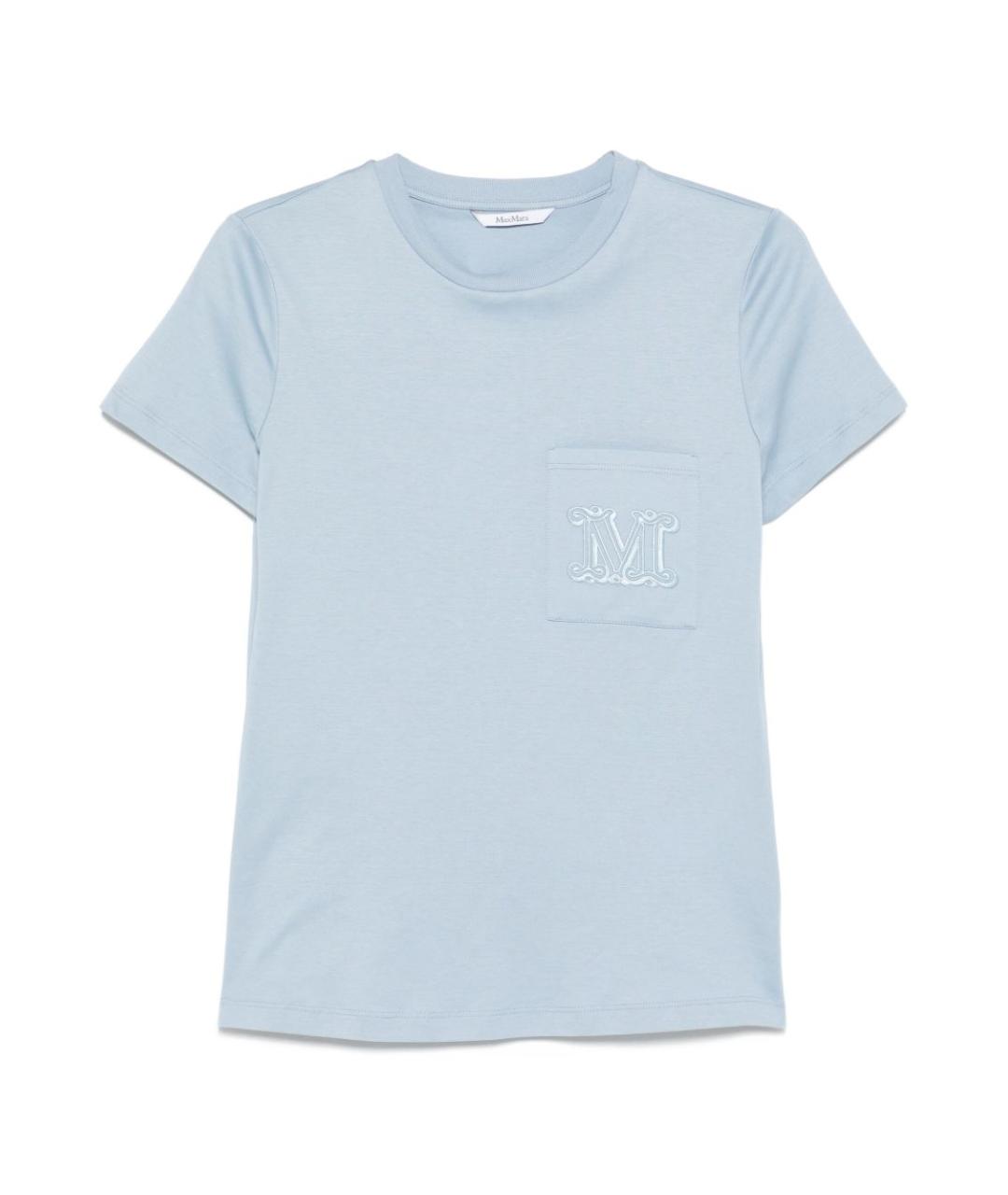 MAX MARA Голубая хлопковая футболка, фото 1