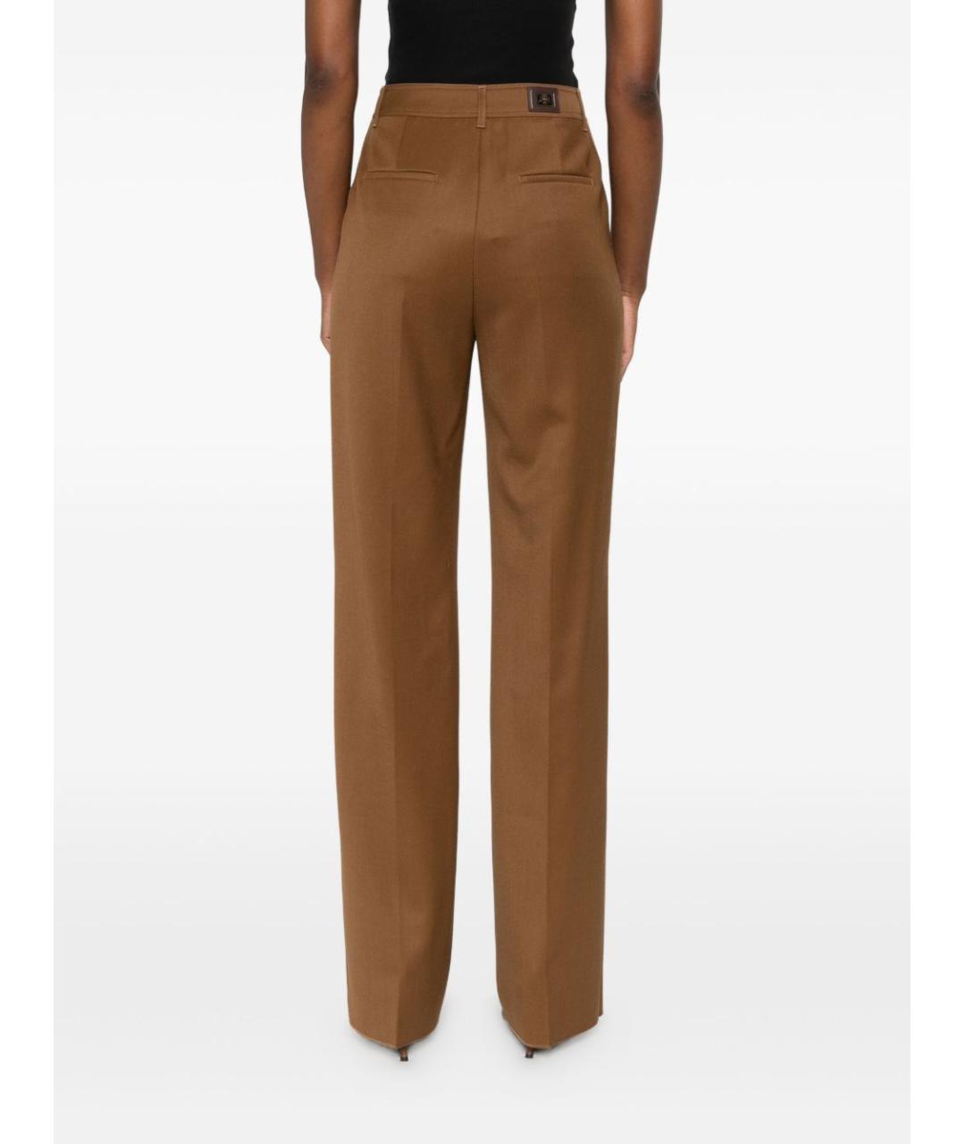MAX MARA Коричневые шерстяные прямые брюки, фото 5