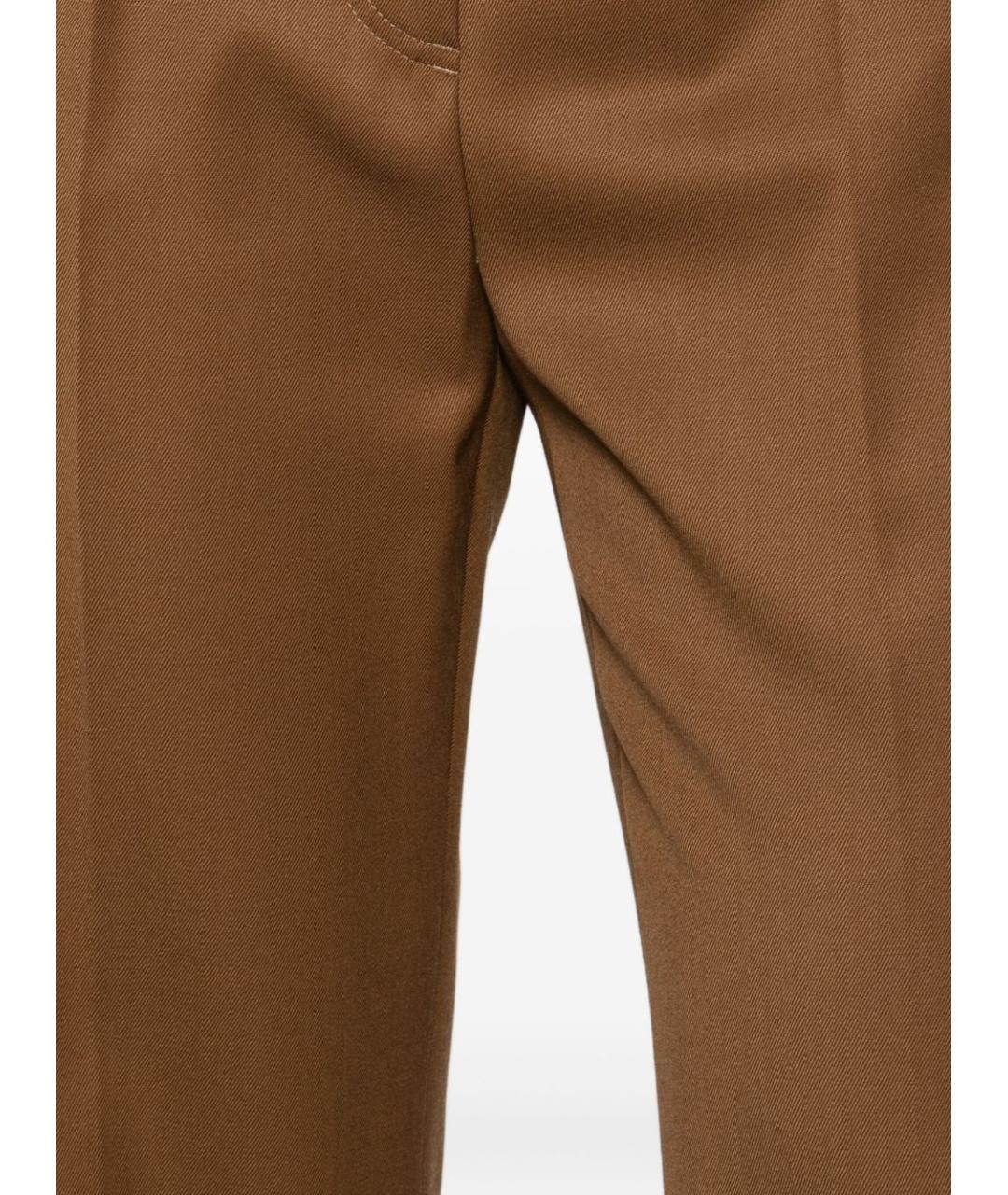 MAX MARA Коричневые шерстяные прямые брюки, фото 4
