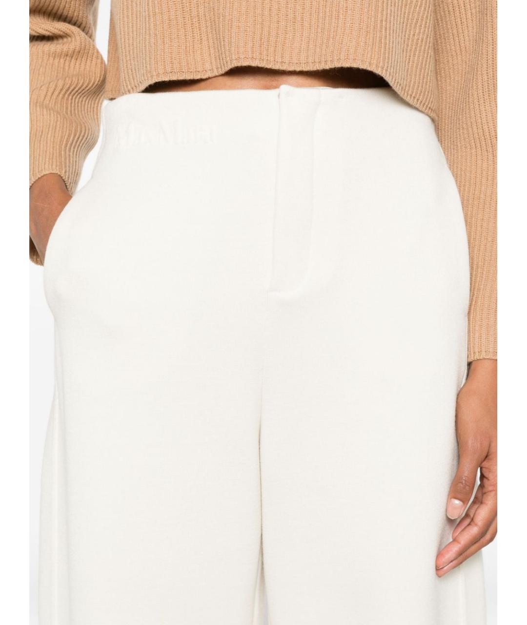 MAX MARA Бежевые шерстяные прямые брюки, фото 4
