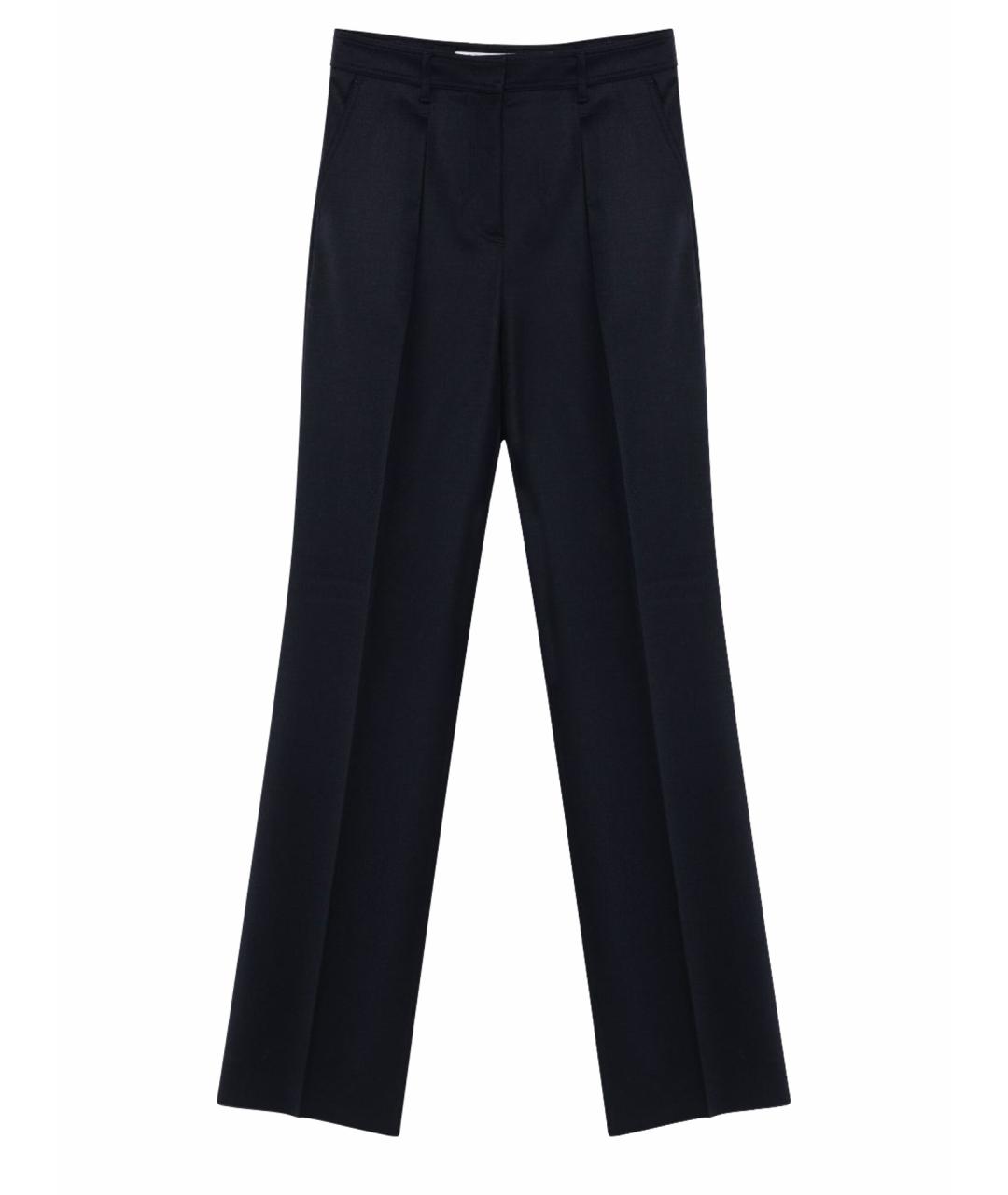 MAX MARA Темно-синие шерстяные прямые брюки, фото 1
