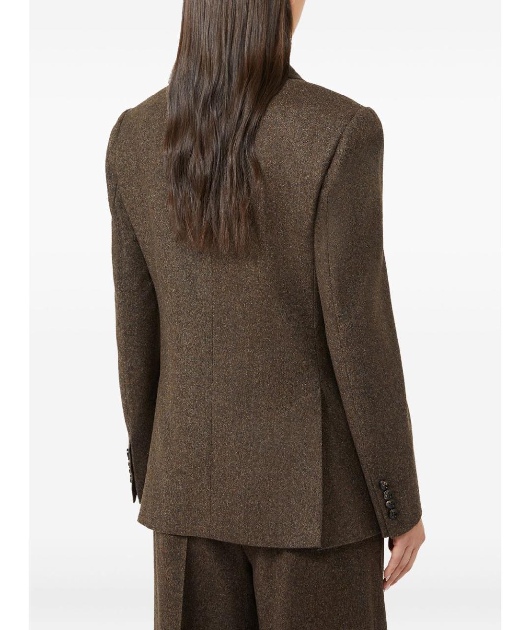 MAX MARA Коричневый шерстяной жакет/пиджак, фото 2