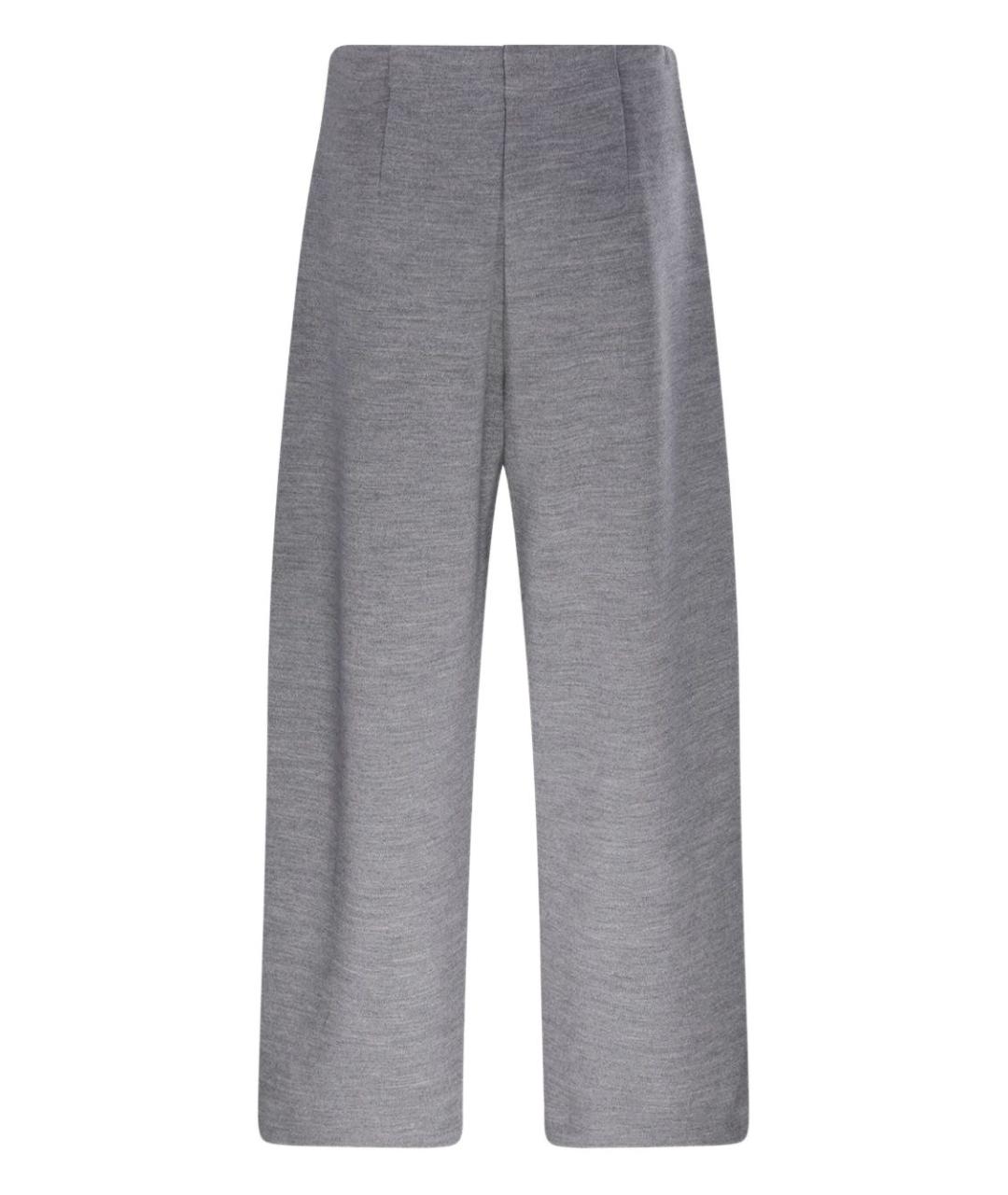MAX MARA Серые шерстяные прямые брюки, фото 4