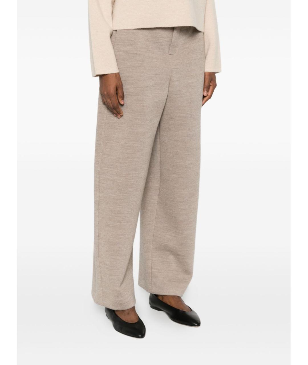 MAX MARA Бежевые шерстяные прямые брюки, фото 2