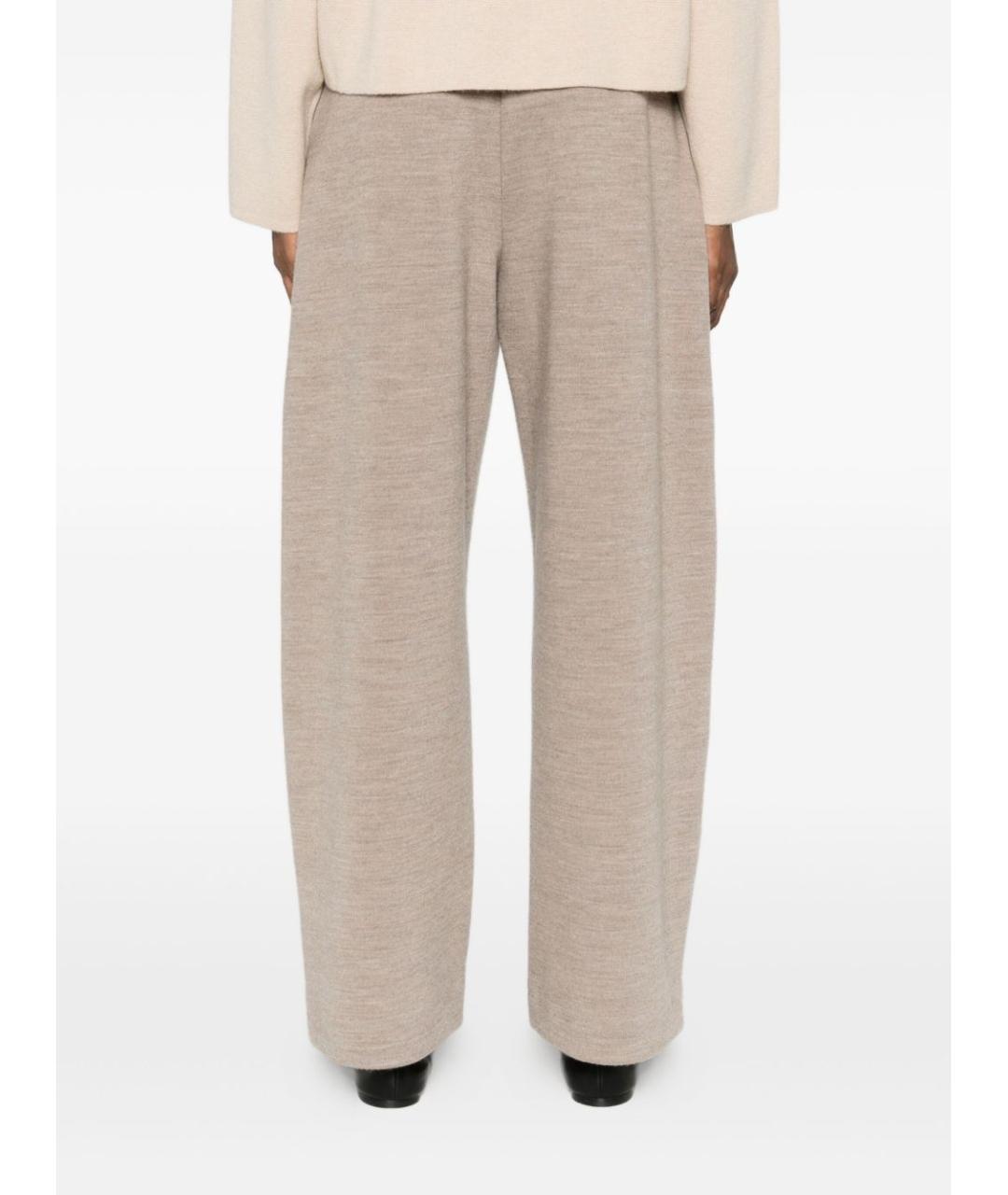 MAX MARA Бежевые шерстяные прямые брюки, фото 3