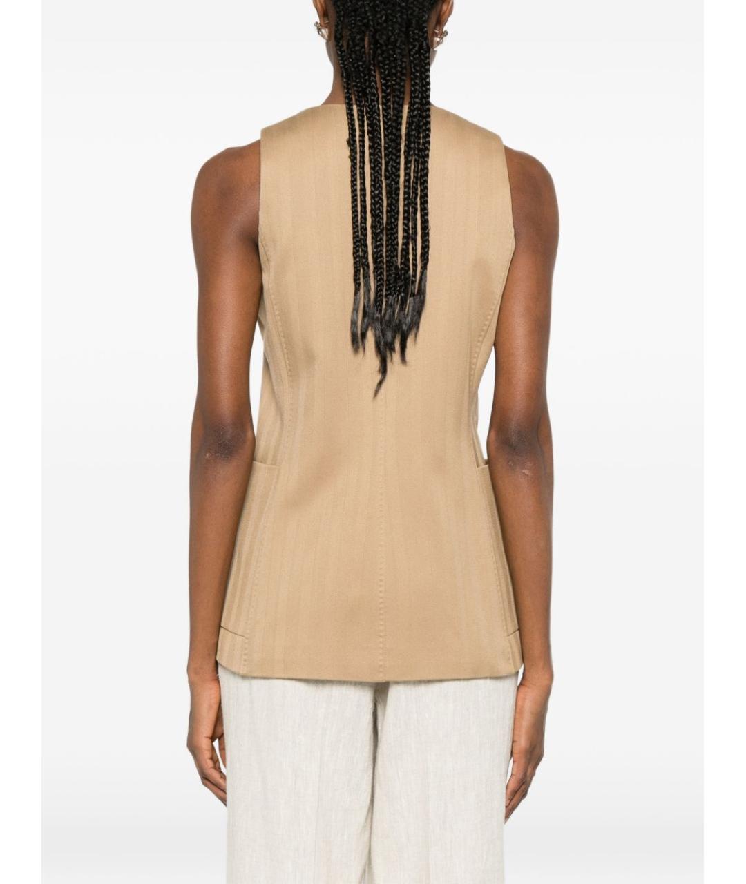 MAX MARA Бежевый хлопковый жилет, фото 3