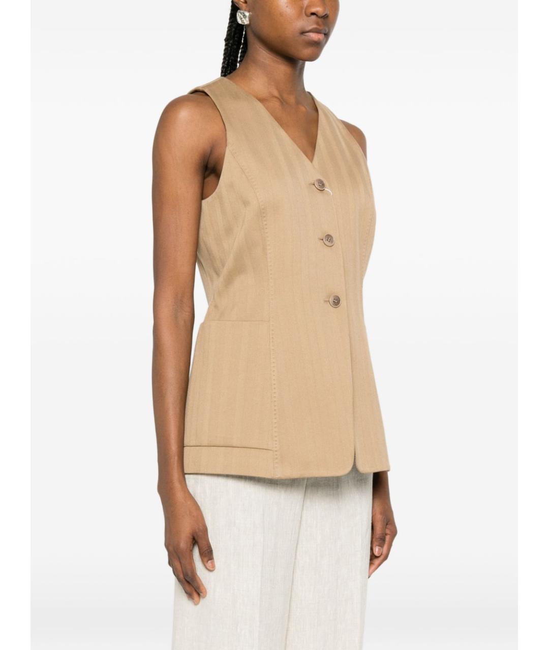 MAX MARA Бежевый хлопковый жилет, фото 4