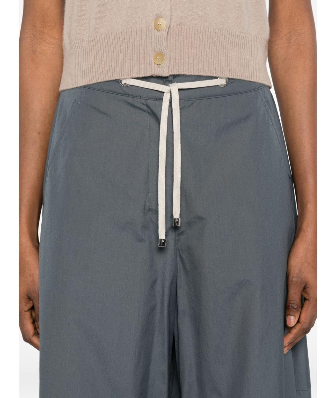 'S MAX MARA Синие хлопковые брюки широкие, фото 5