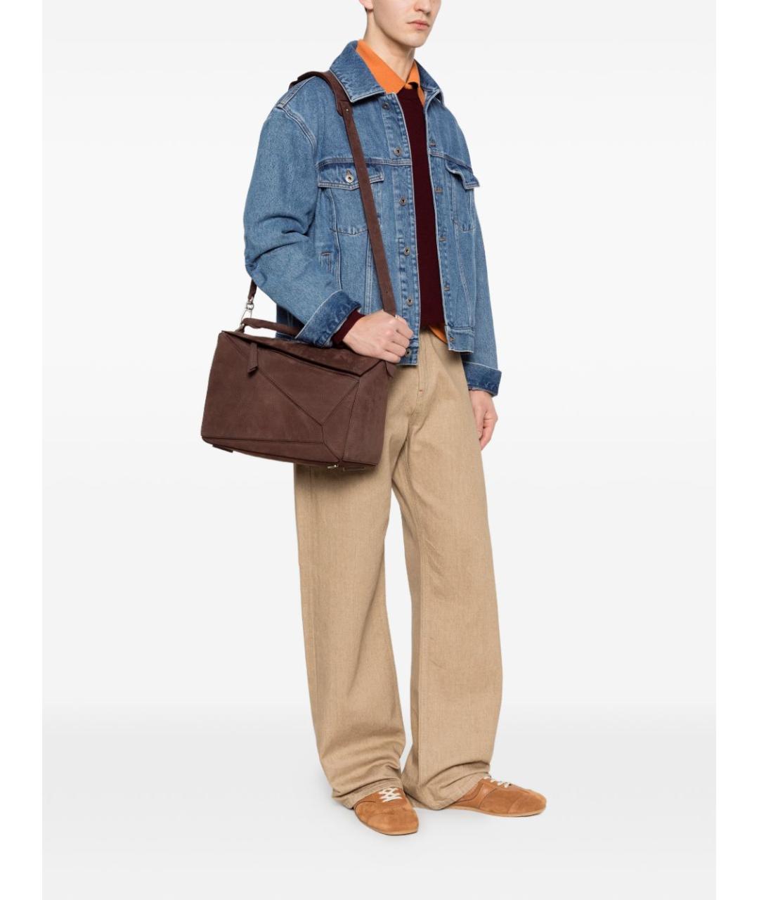 LOEWE Коричневая кожаная сумка на плечо, фото 5