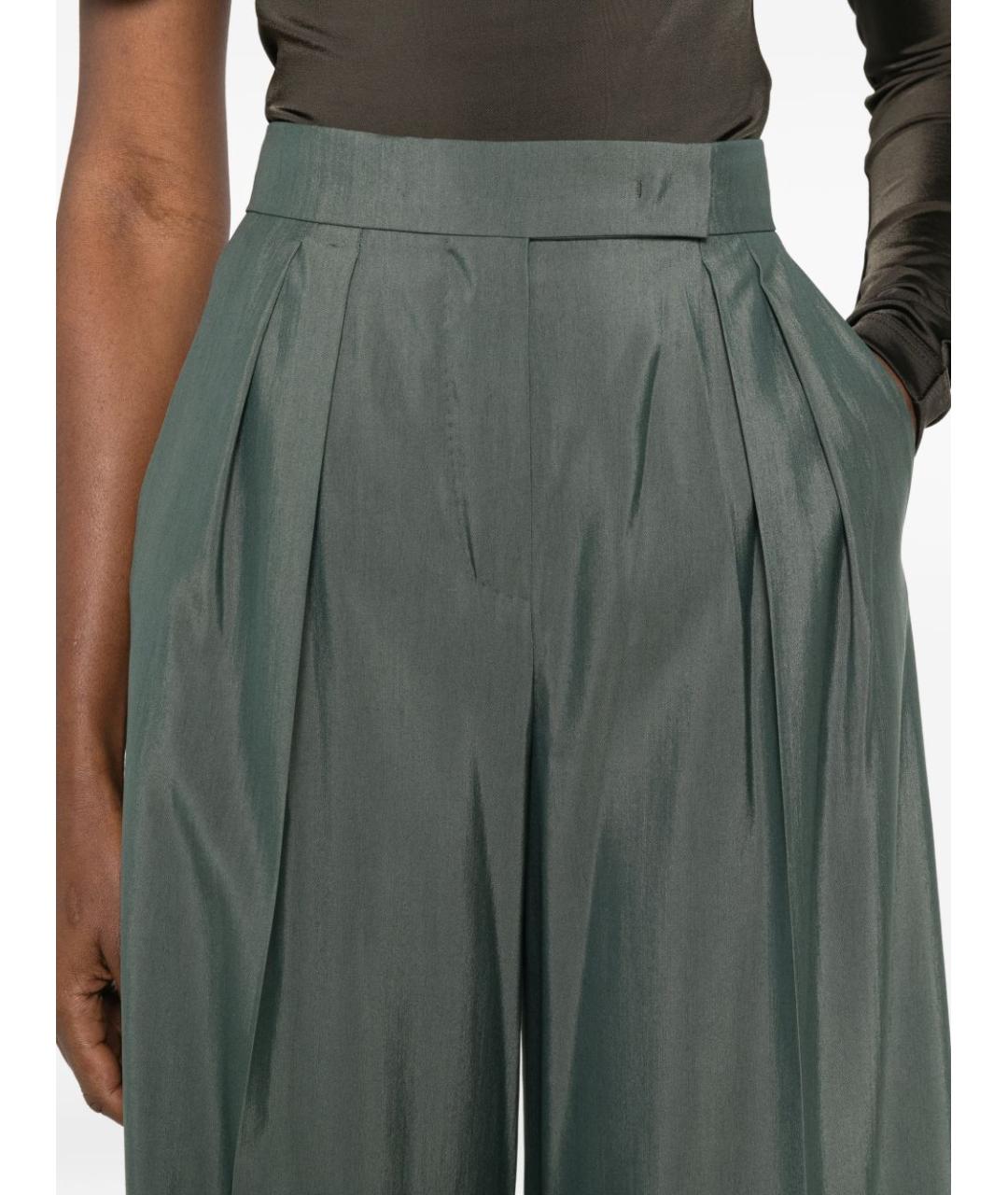 MAX MARA Зеленые прямые брюки, фото 4