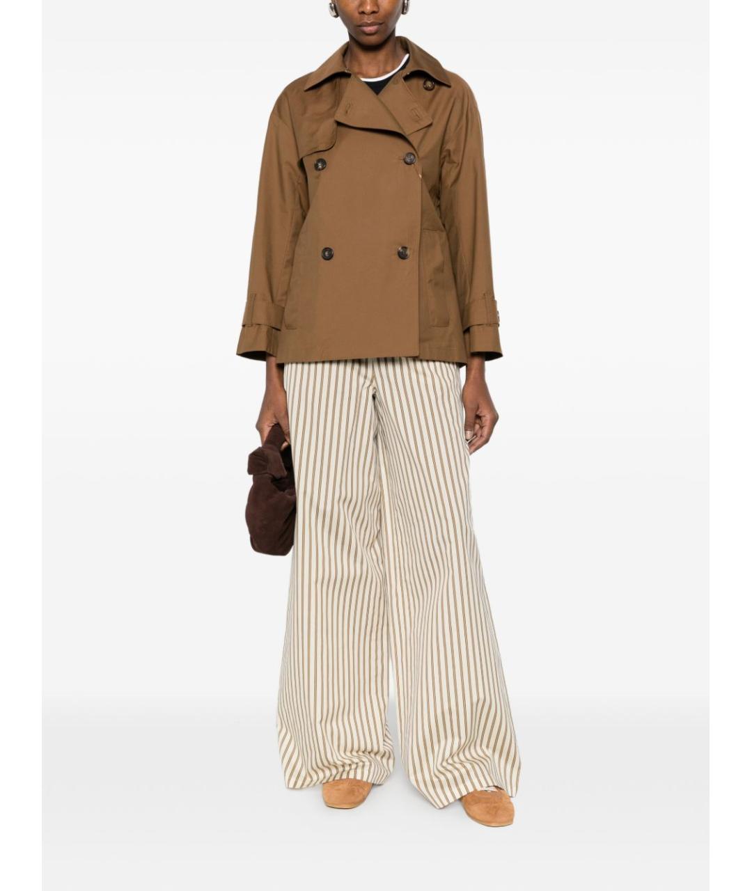 MAX MARA Бежевые хлопковые брюки широкие, фото 5