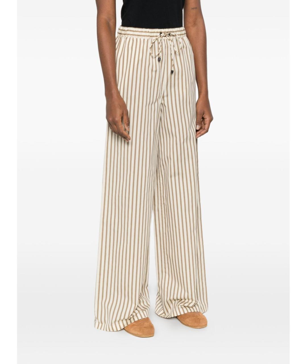 MAX MARA Бежевые хлопковые брюки широкие, фото 4