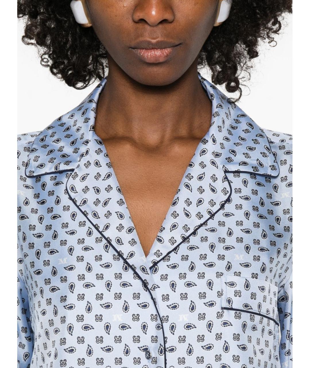 MAX MARA Голубая шелковая рубашка, фото 3