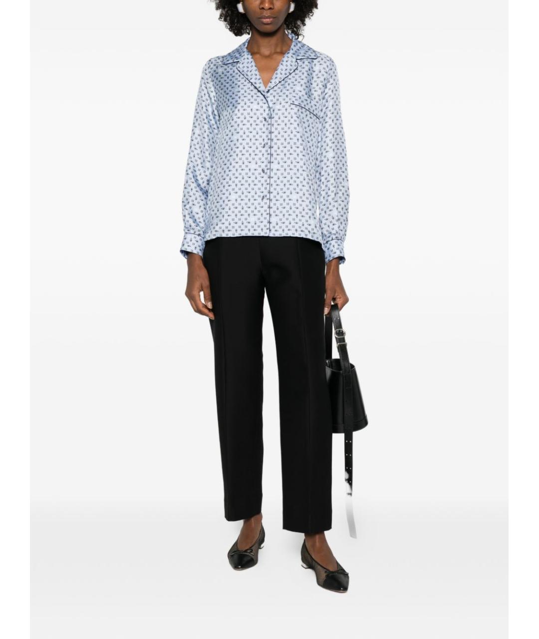 MAX MARA Голубая шелковая рубашка, фото 4