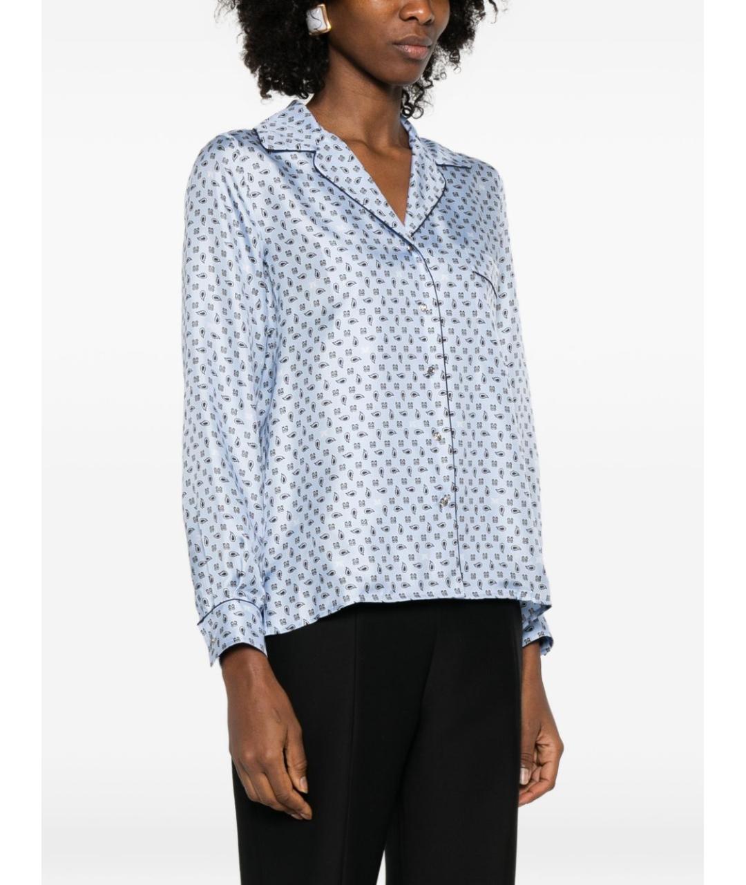 MAX MARA Голубая шелковая рубашка, фото 2