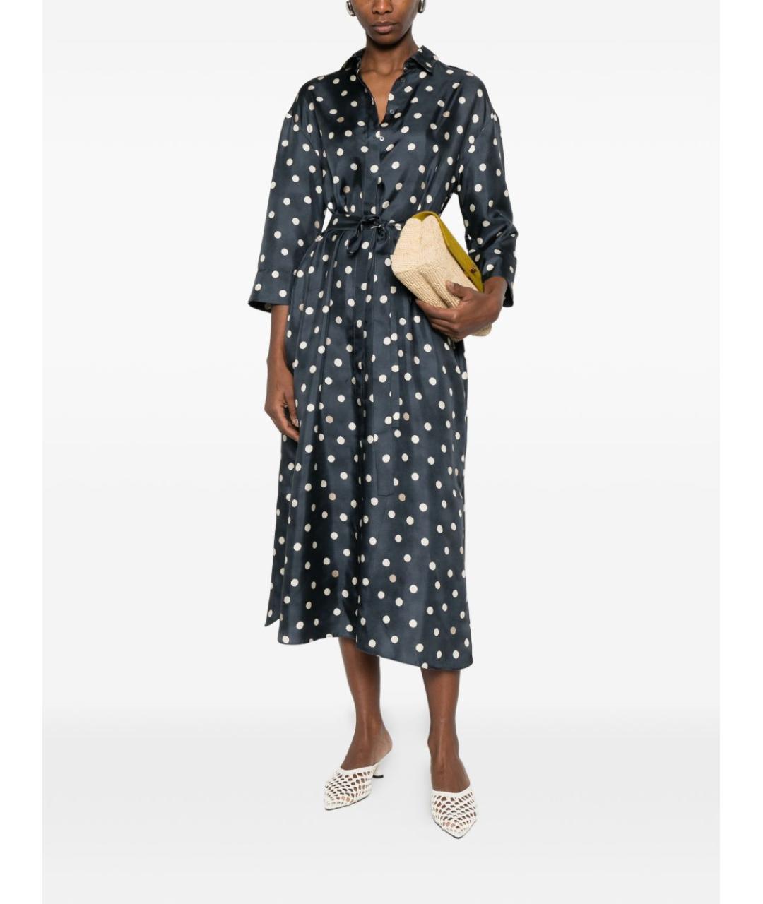 'S MAX MARA Синее шелковое повседневное платье, фото 4