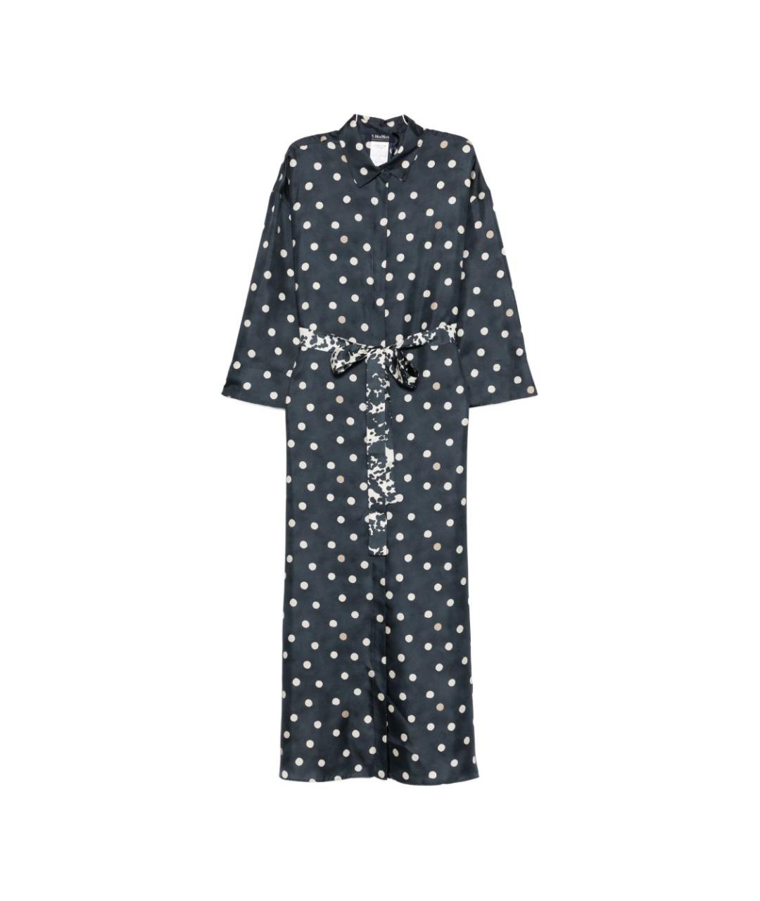 'S MAX MARA Синее шелковое повседневное платье, фото 1