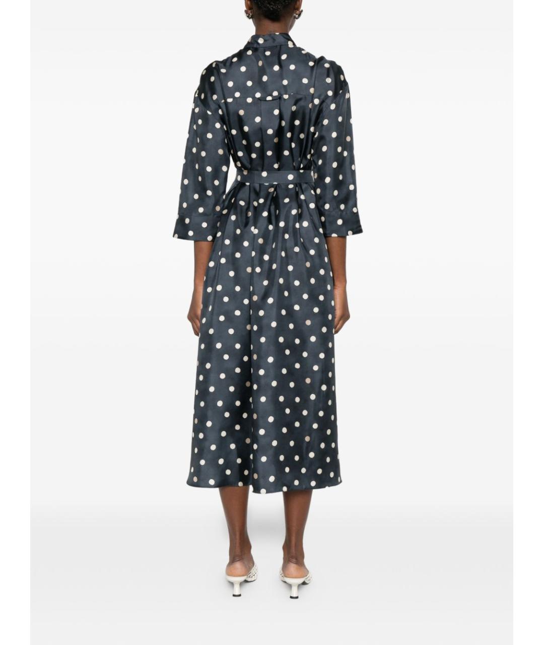 'S MAX MARA Синее шелковое повседневное платье, фото 3