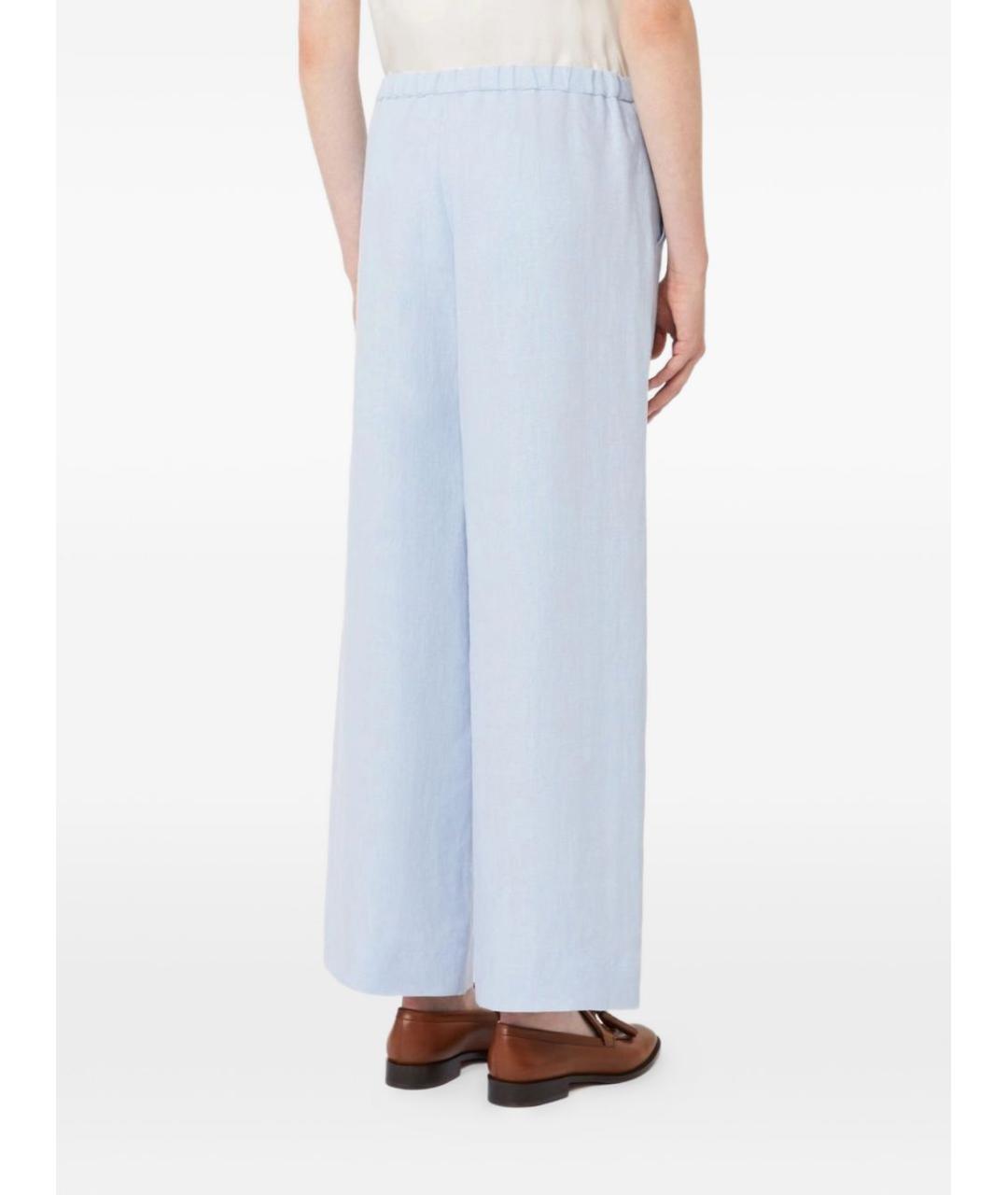 'S MAX MARA Голубые льняные прямые брюки, фото 3