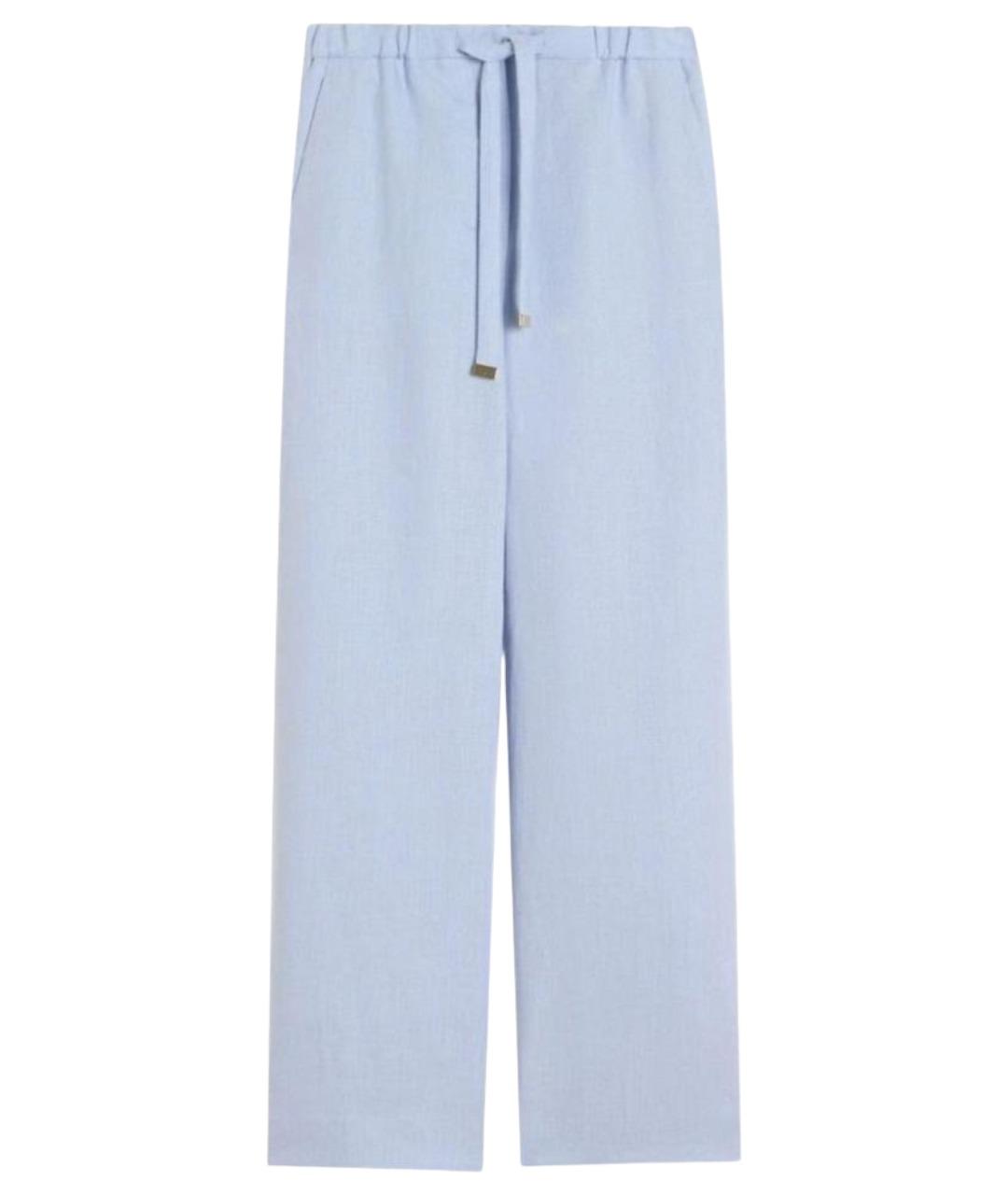 'S MAX MARA Голубые льняные прямые брюки, фото 1