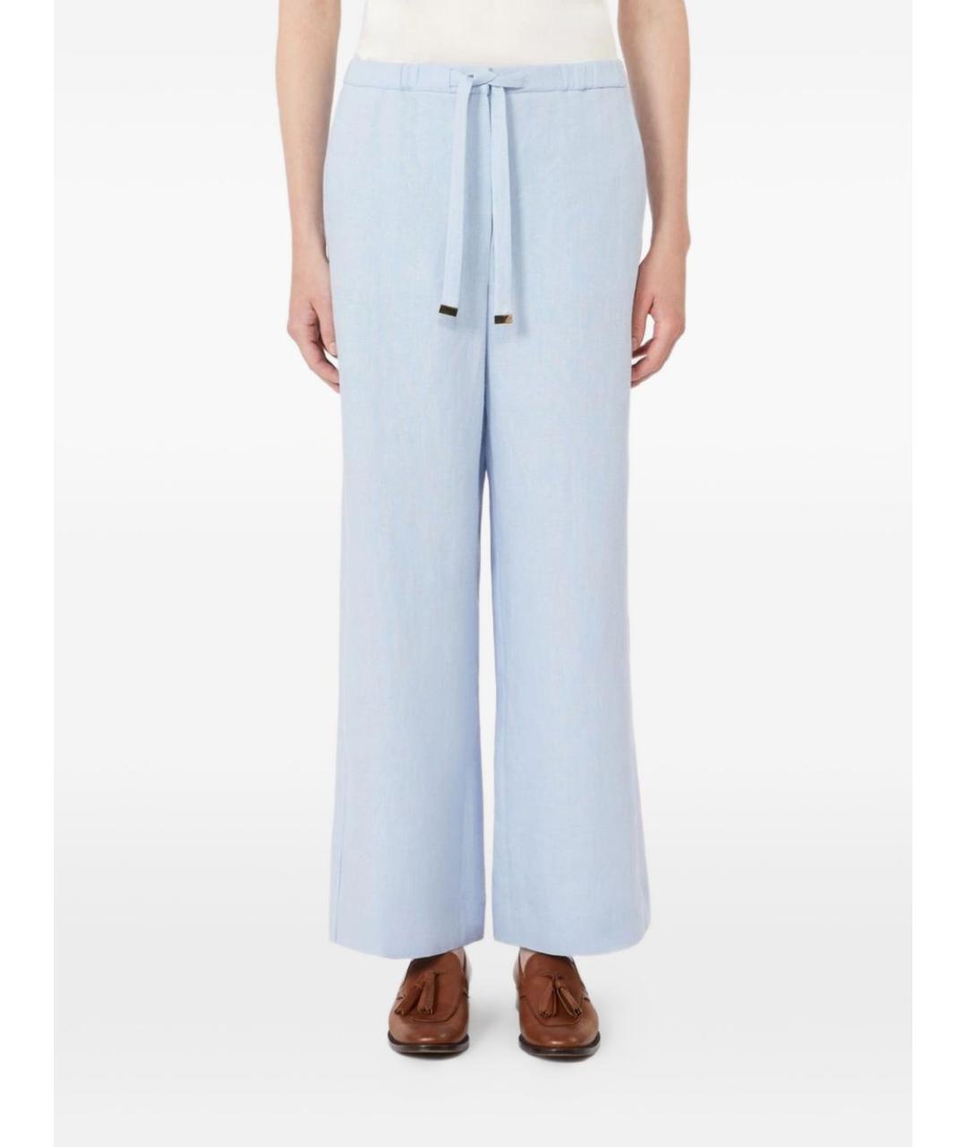 'S MAX MARA Голубые льняные прямые брюки, фото 2