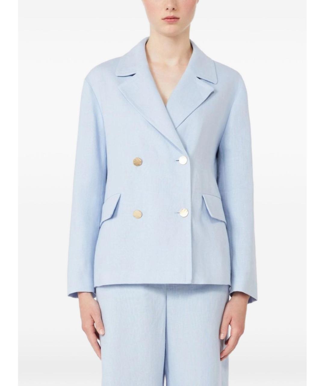 'S MAX MARA Голубой льняной жакет/пиджак, фото 3