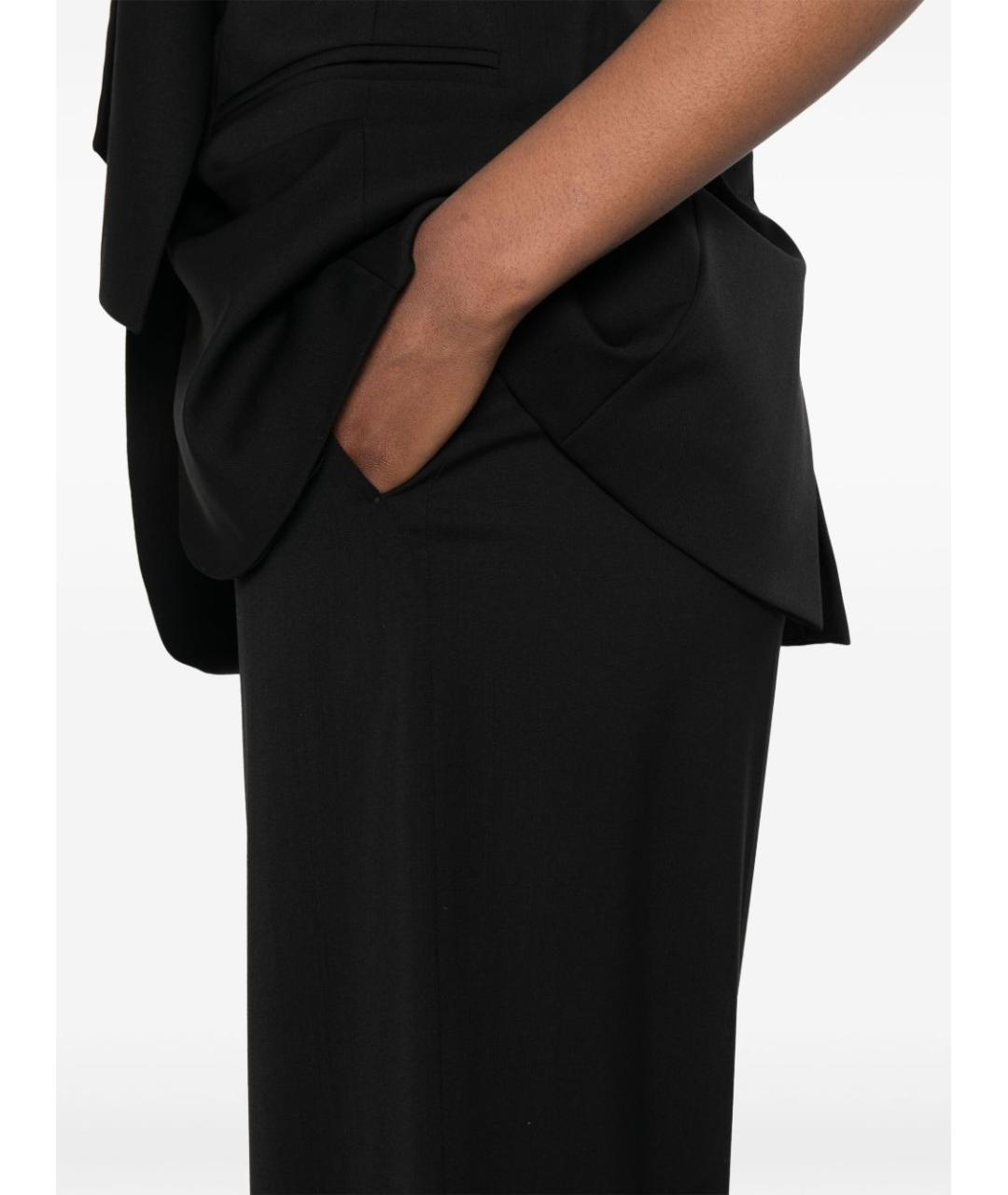 MAX MARA Черные шерстяные прямые брюки, фото 4