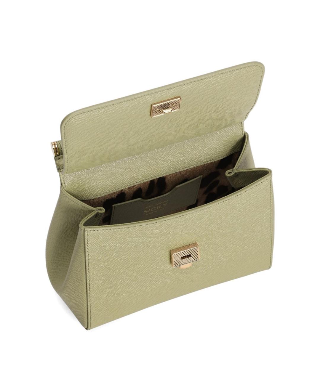 DOLCE&GABBANA Салатовая кожаная сумка тоут, фото 5