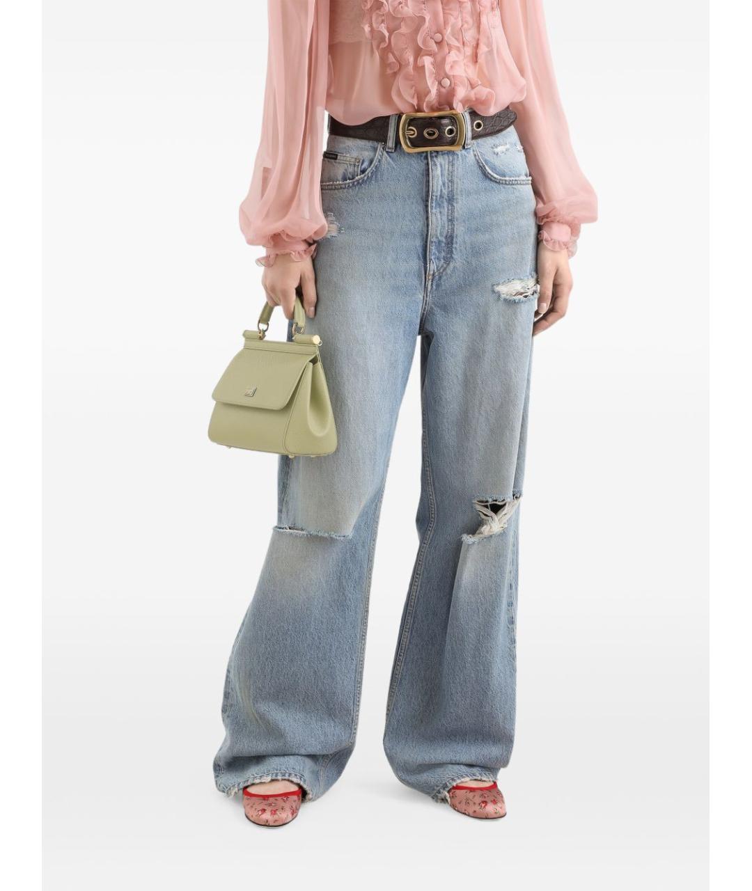 DOLCE&GABBANA Салатовая кожаная сумка тоут, фото 4