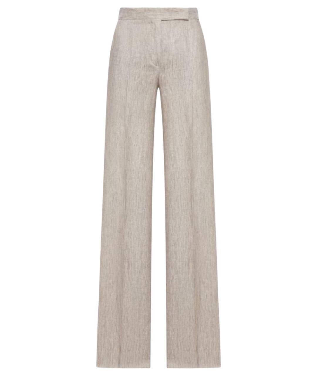 MAX MARA Бежевые льняные прямые брюки, фото 1