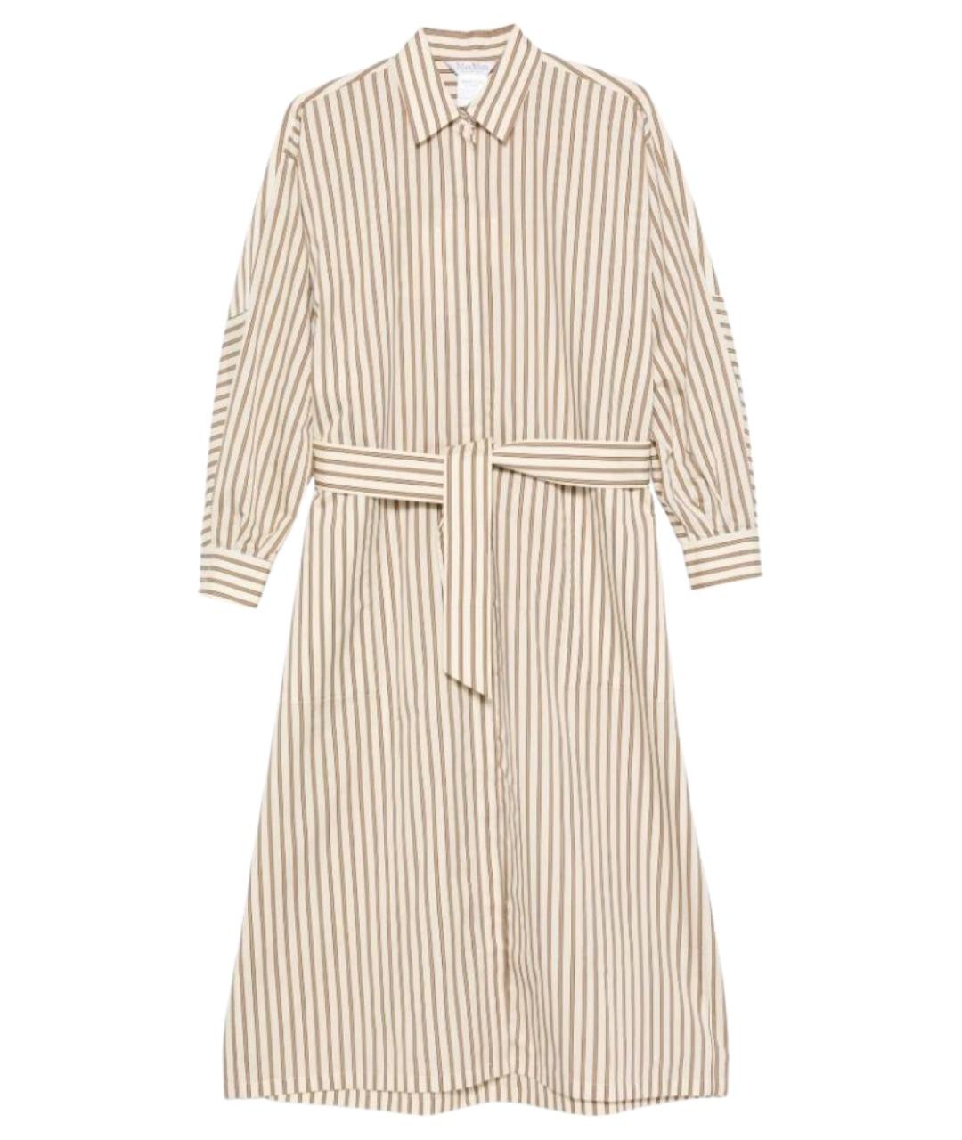 MAX MARA Бежевое хлопковое повседневное платье, фото 1