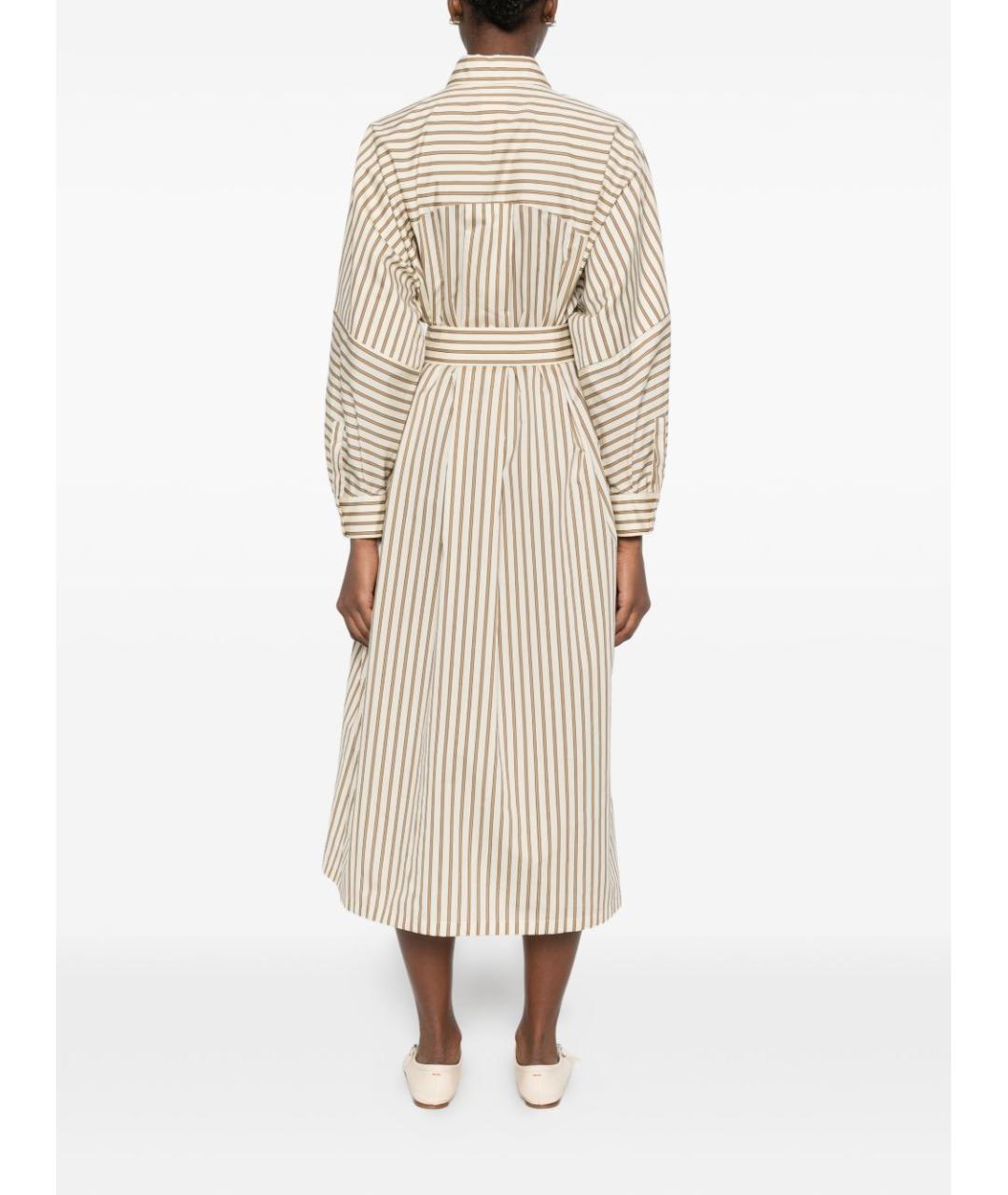 MAX MARA Бежевое хлопковое повседневное платье, фото 3
