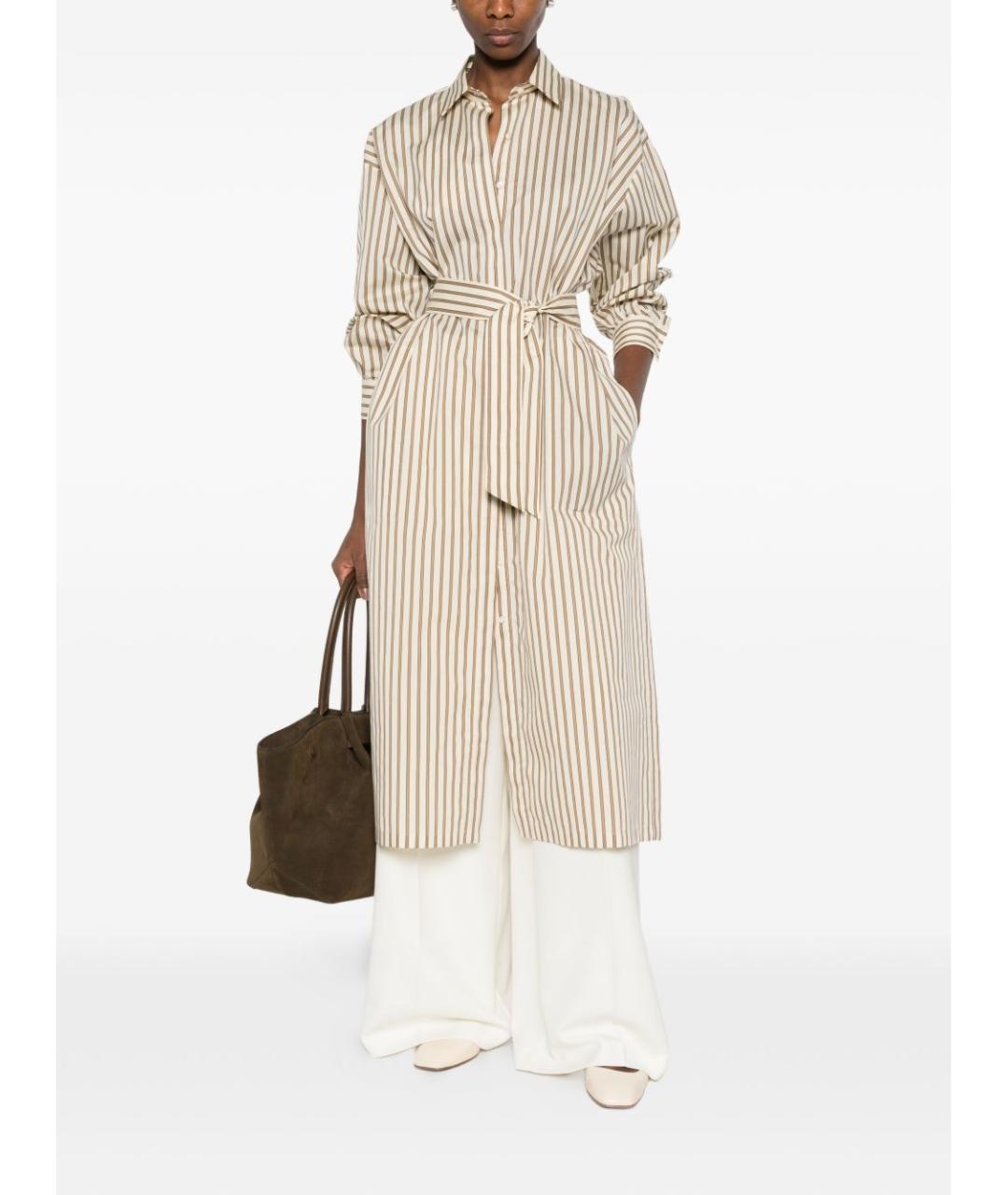 MAX MARA Бежевое хлопковое повседневное платье, фото 4