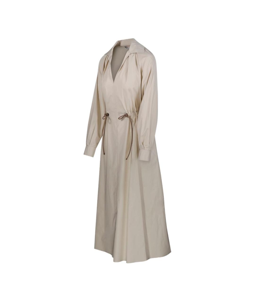 MAX MARA Бежевое хлопковое повседневное платье, фото 4