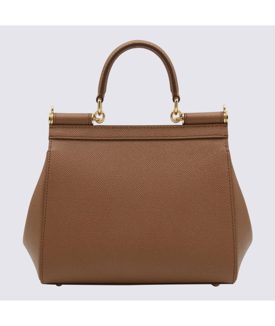 DOLCE&GABBANA Коричневая кожаная сумка тоут, фото 3