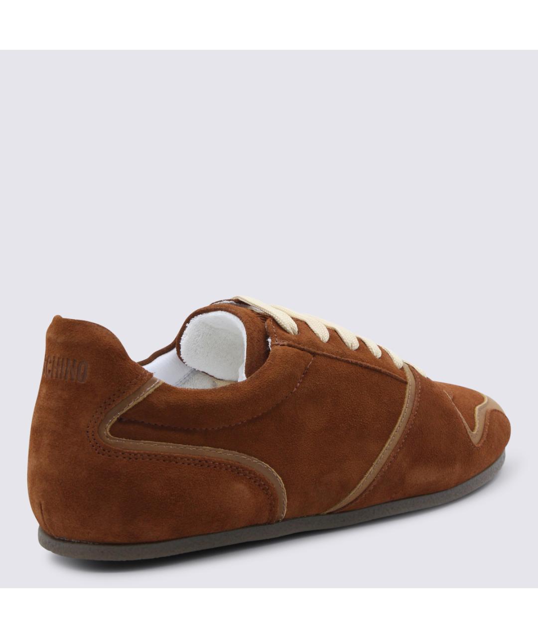 MOSCHINO Коричневые замшевые низкие кроссовки / кеды, фото 3
