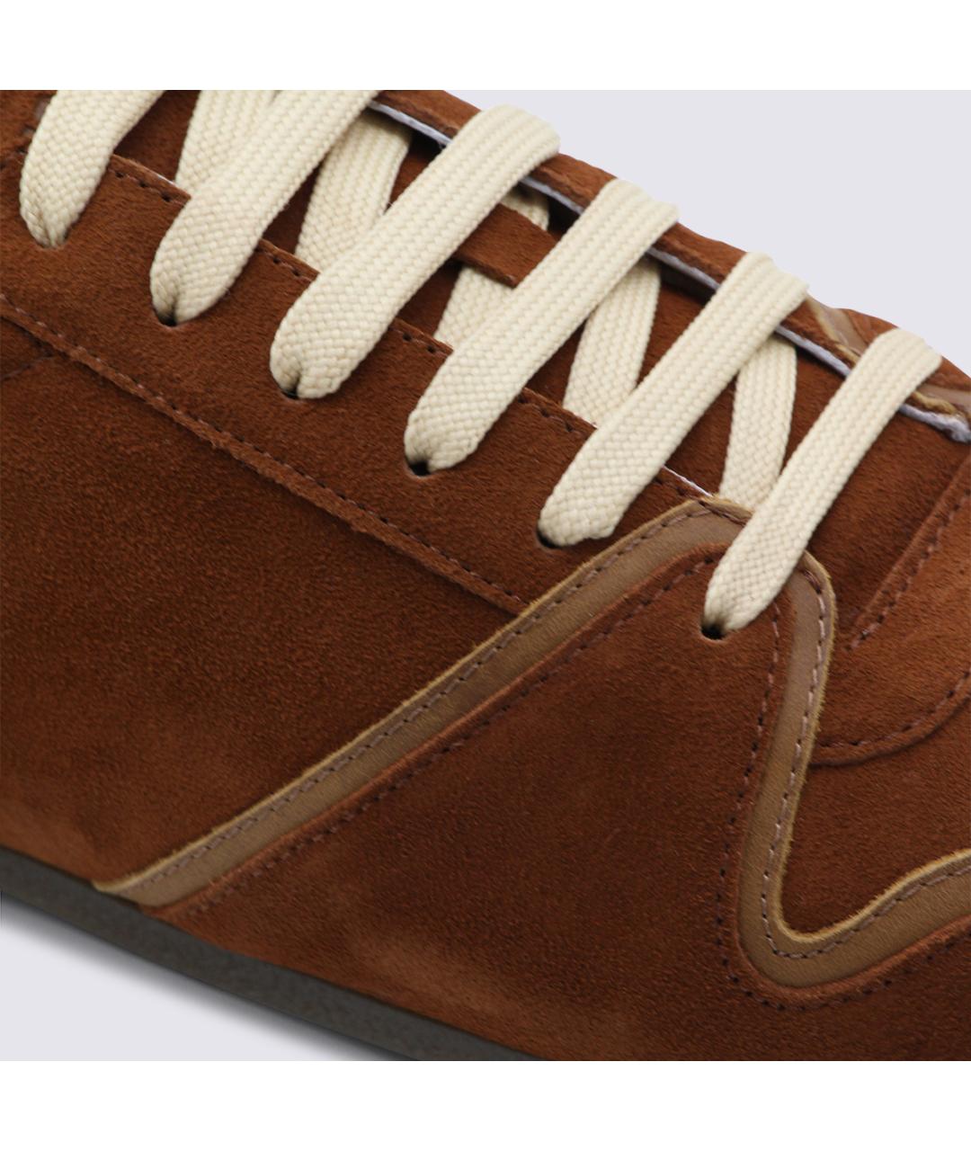 MOSCHINO Коричневые замшевые низкие кроссовки / кеды, фото 4