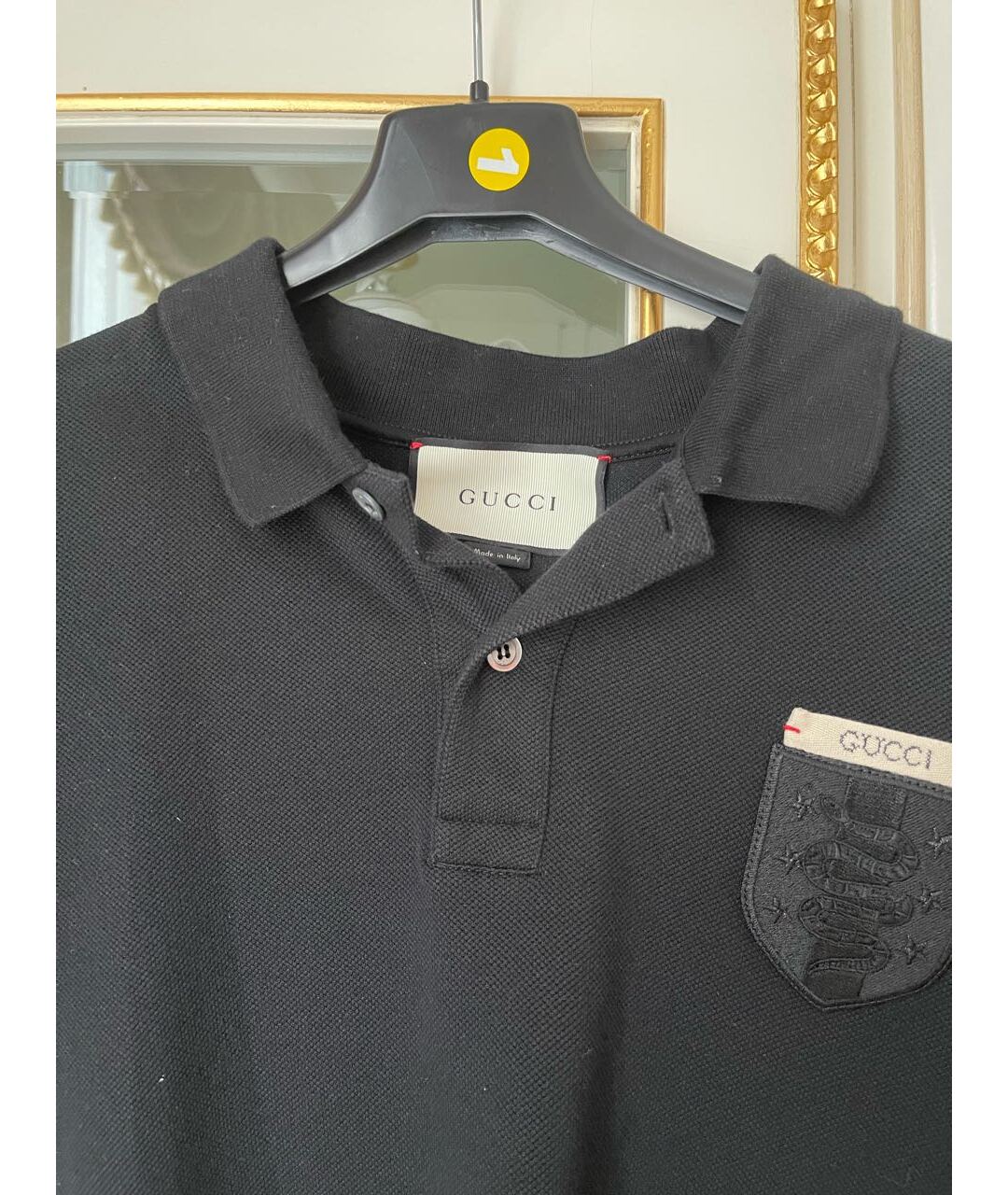 GUCCI Черное поло с коротким рукавом, фото 3