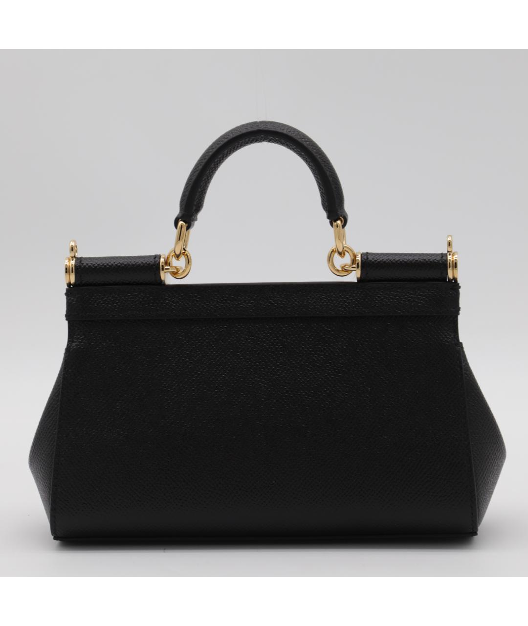 DOLCE&GABBANA Черная кожаная сумка тоут, фото 2