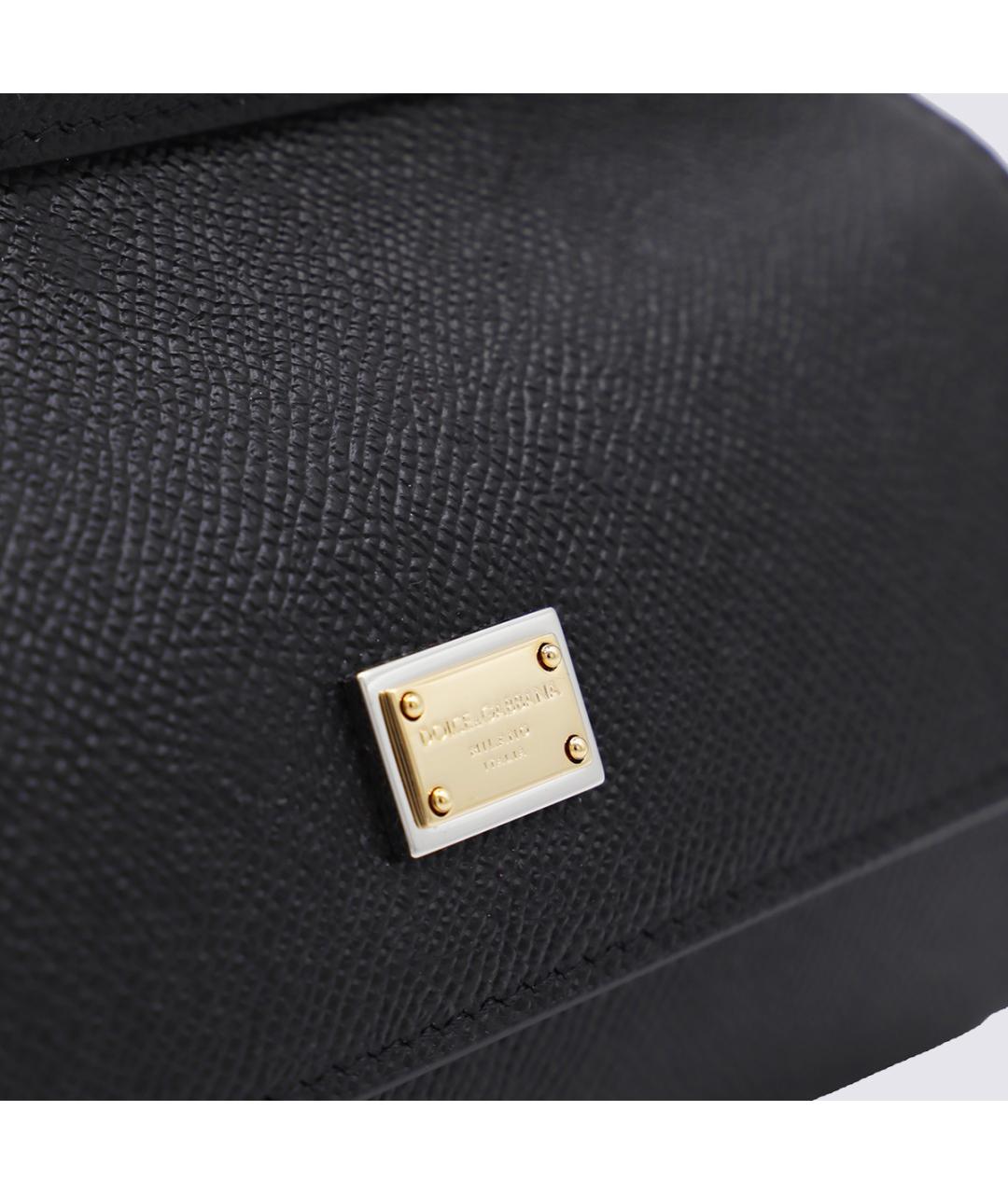 DOLCE&GABBANA Черная кожаная сумка тоут, фото 4