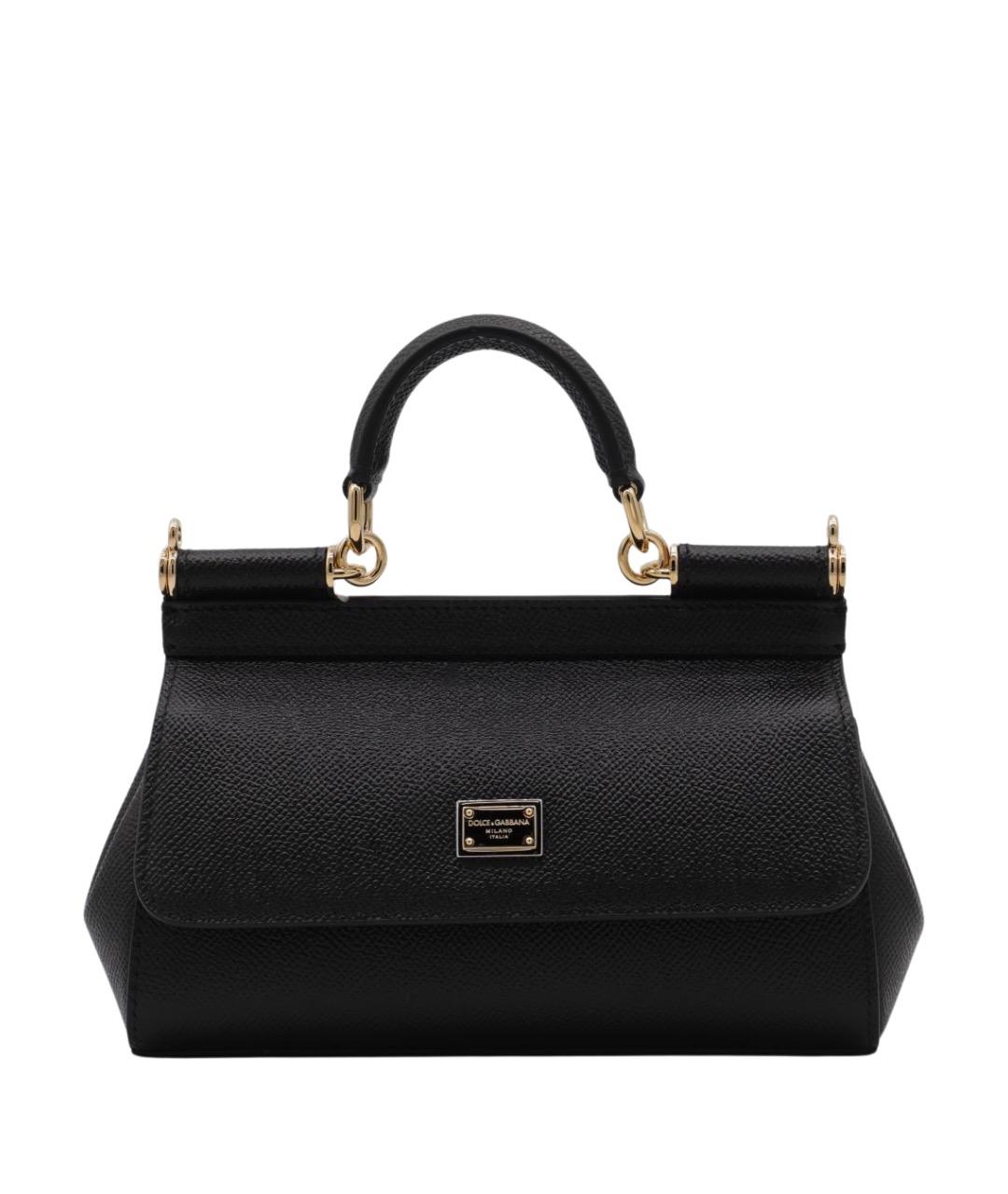 DOLCE&GABBANA Черная кожаная сумка тоут, фото 1