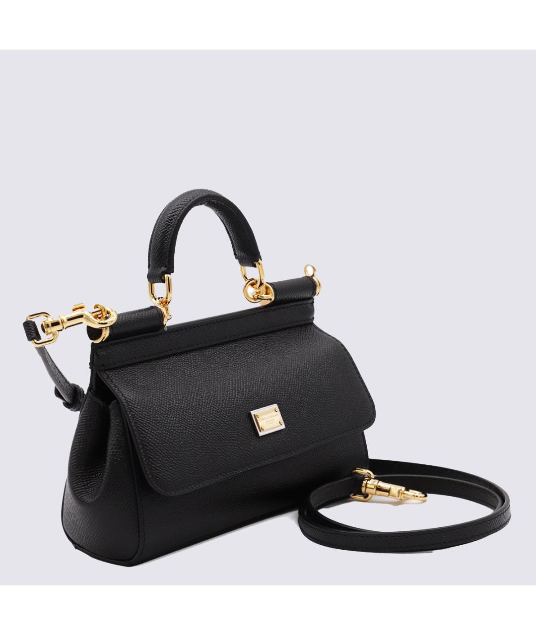 DOLCE&GABBANA Черная кожаная сумка тоут, фото 3