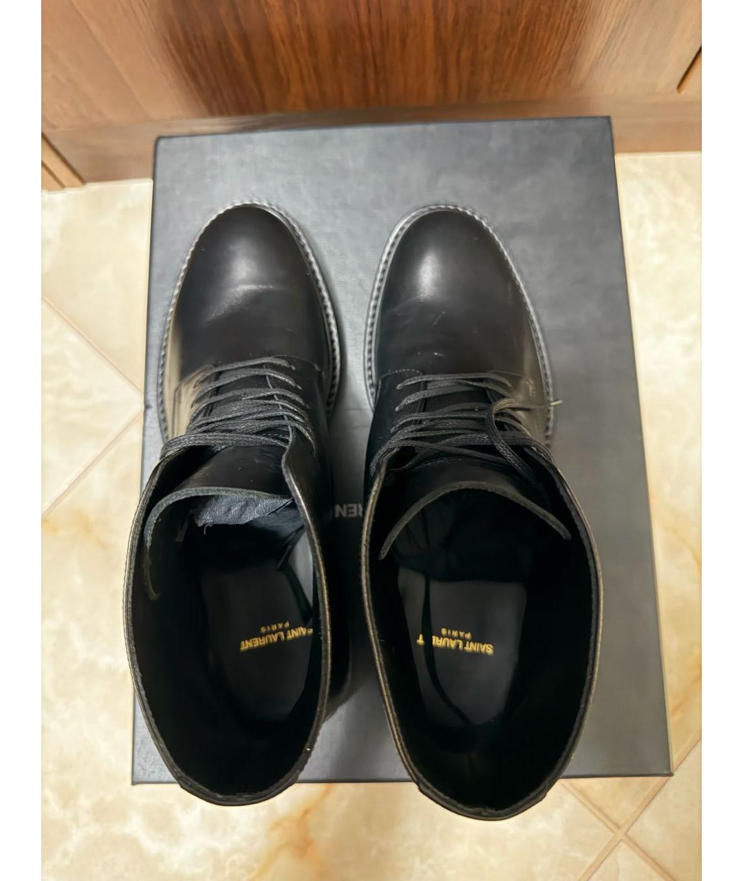 SAINT LAURENT Черные кожаные ботинки, фото 3