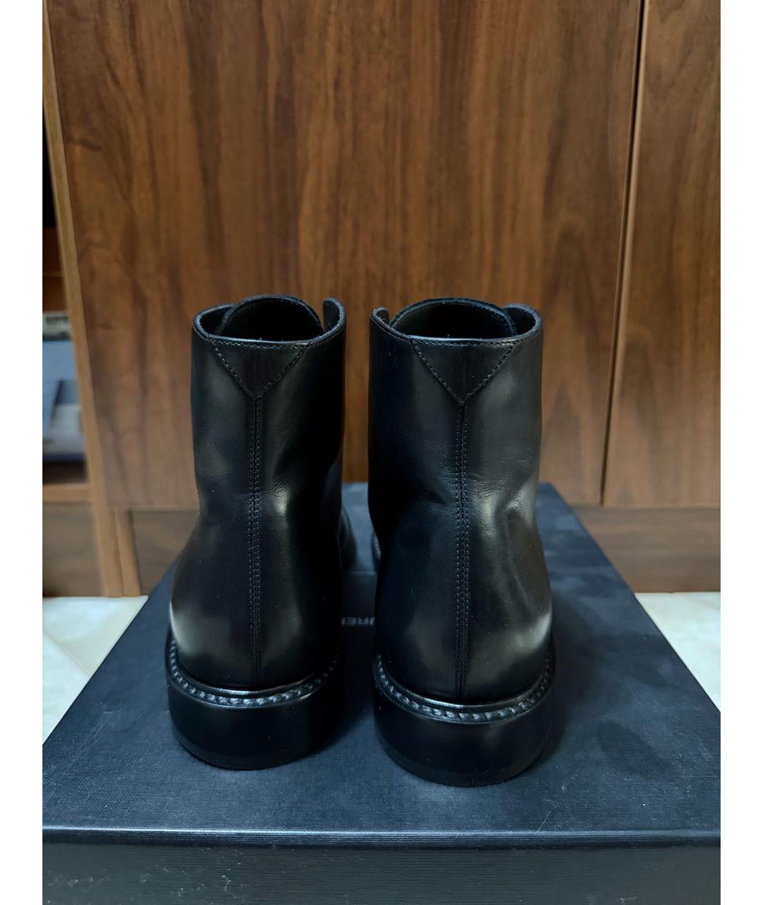 SAINT LAURENT Черные кожаные ботинки, фото 4