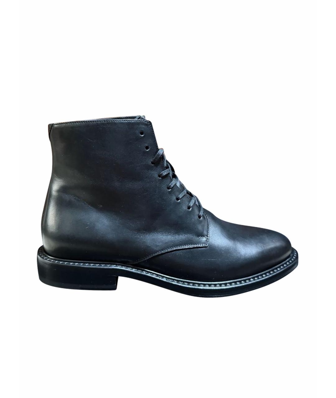 SAINT LAURENT Черные кожаные ботинки, фото 1