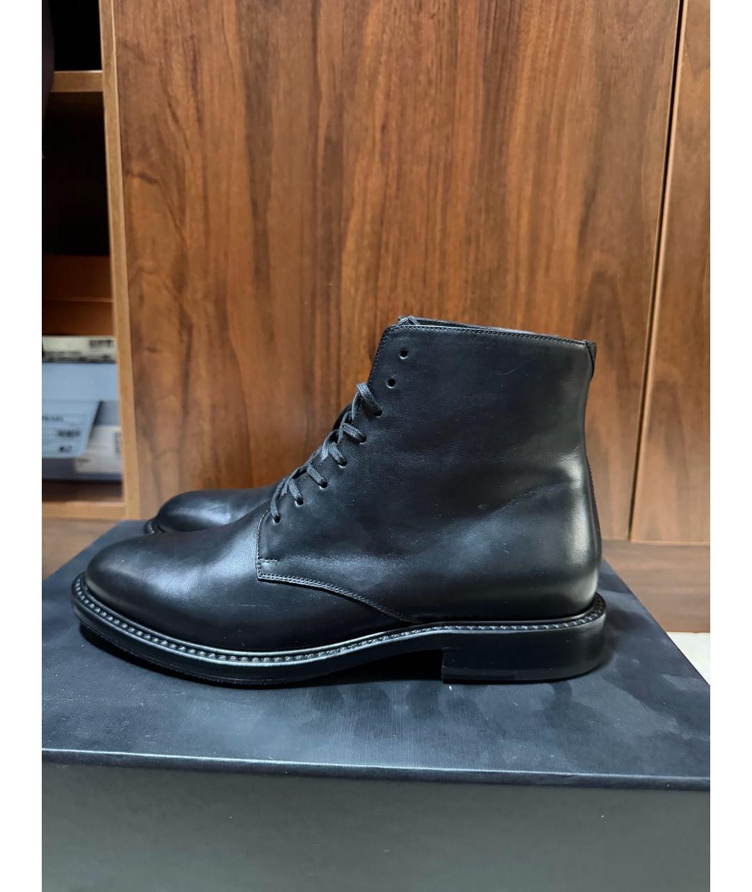SAINT LAURENT Черные кожаные ботинки, фото 5