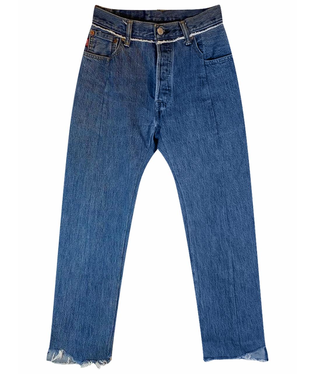 VETEMENTS Темно-синие хлопковые прямые джинсы, фото 1