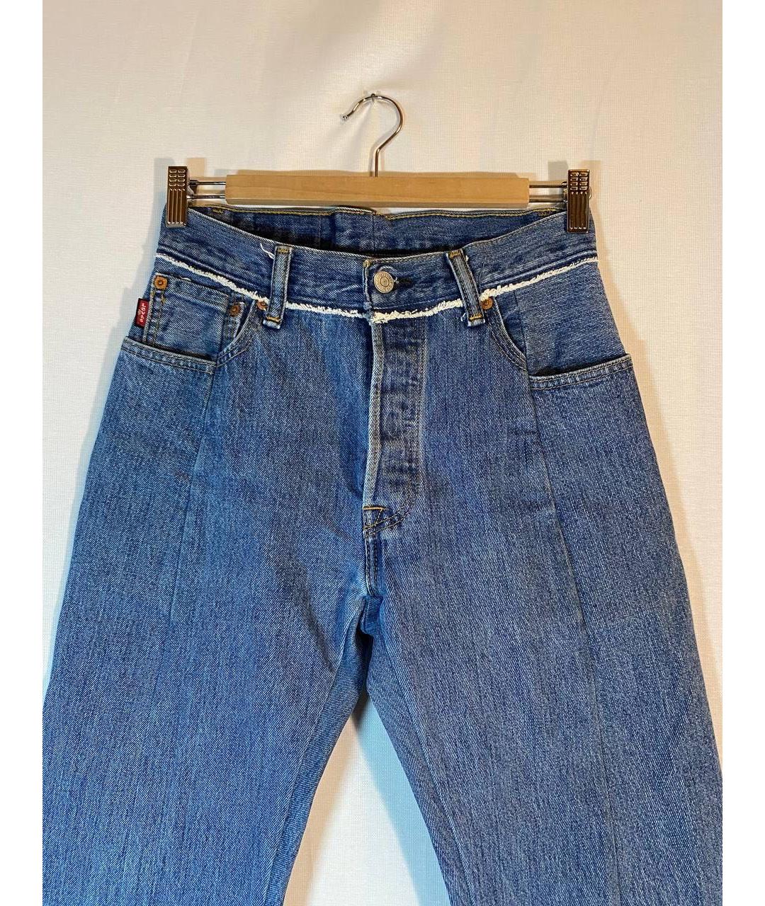 VETEMENTS Темно-синие хлопковые прямые джинсы, фото 3