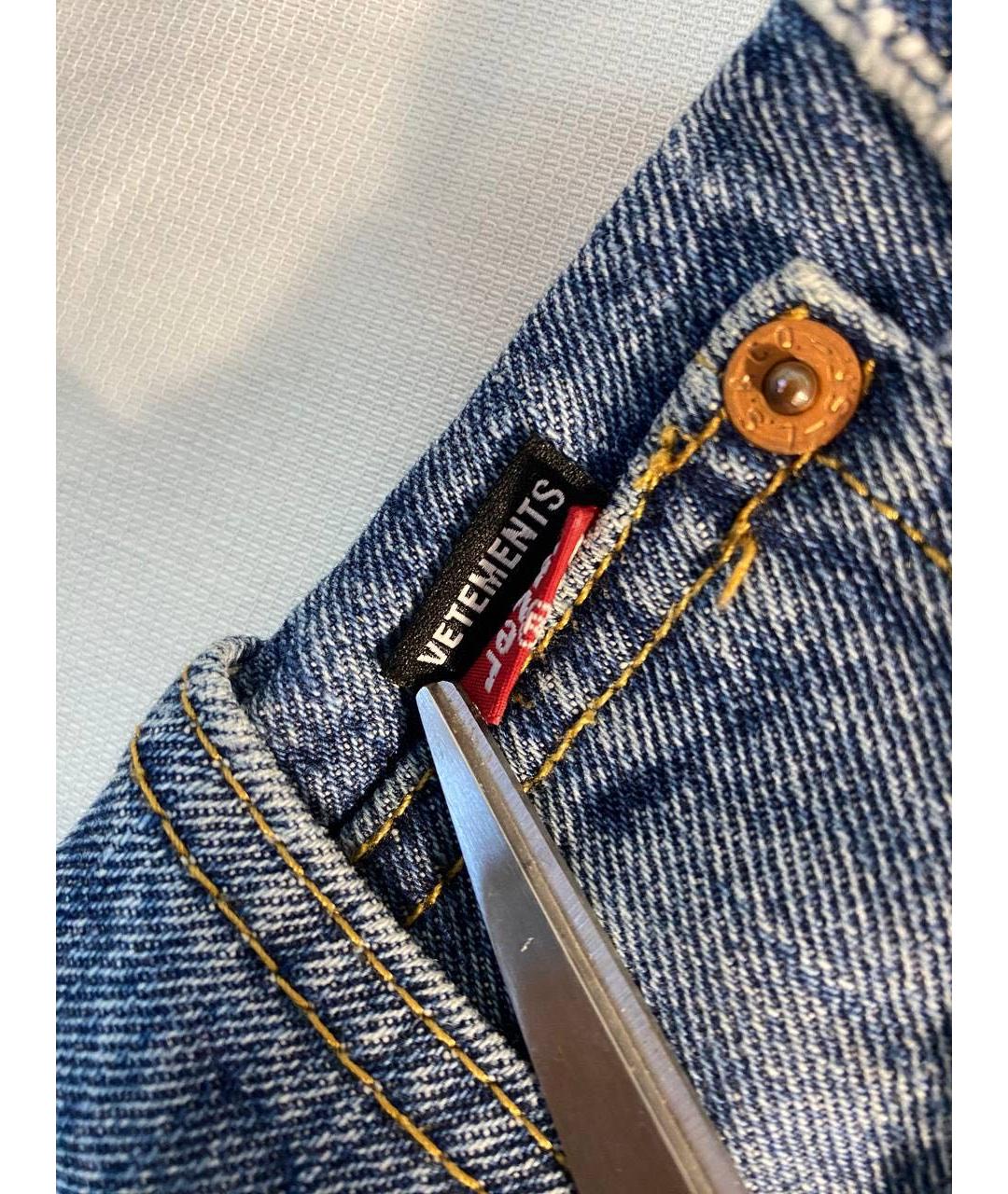 VETEMENTS Темно-синие хлопковые прямые джинсы, фото 6