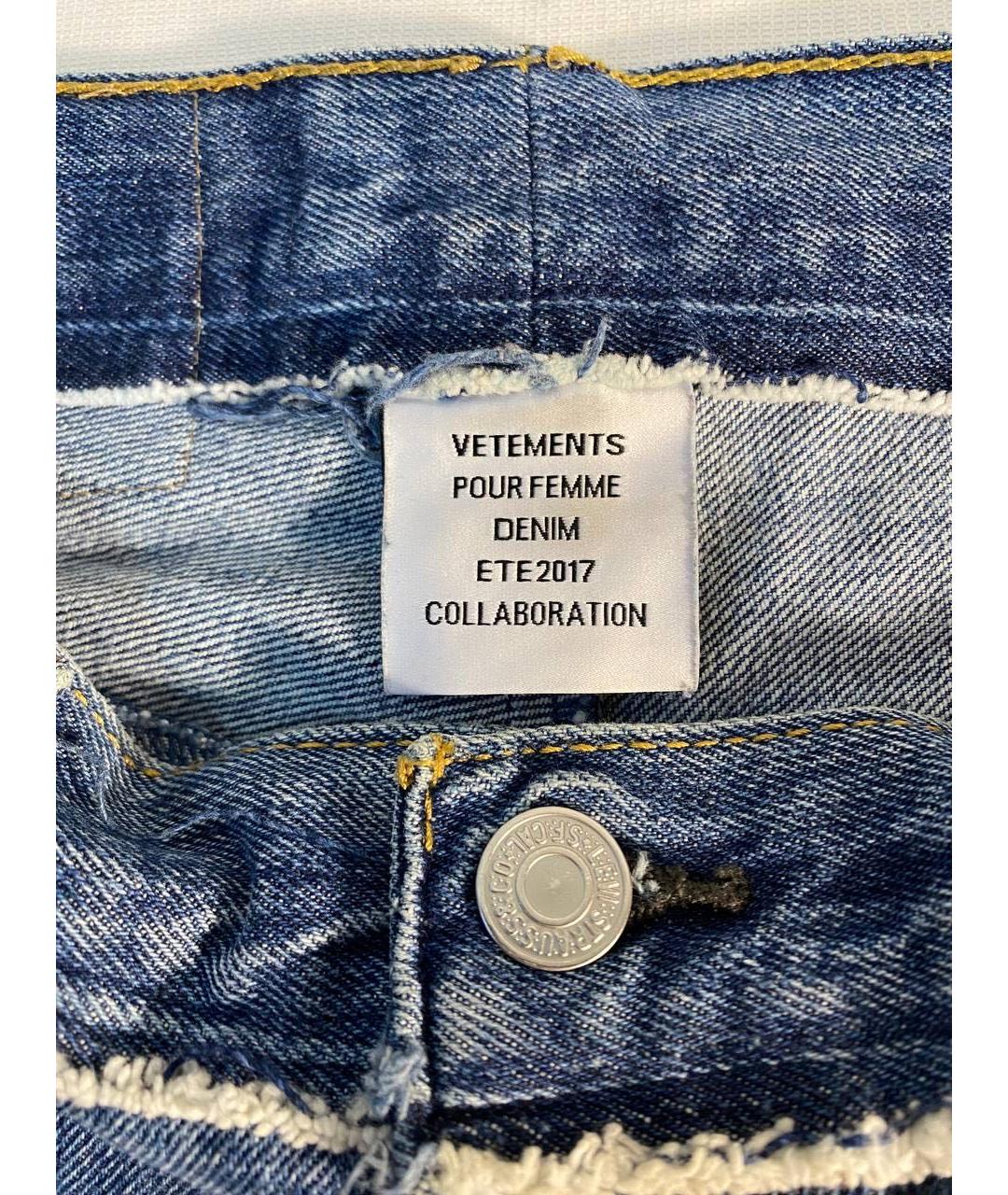 VETEMENTS Темно-синие хлопковые прямые джинсы, фото 8